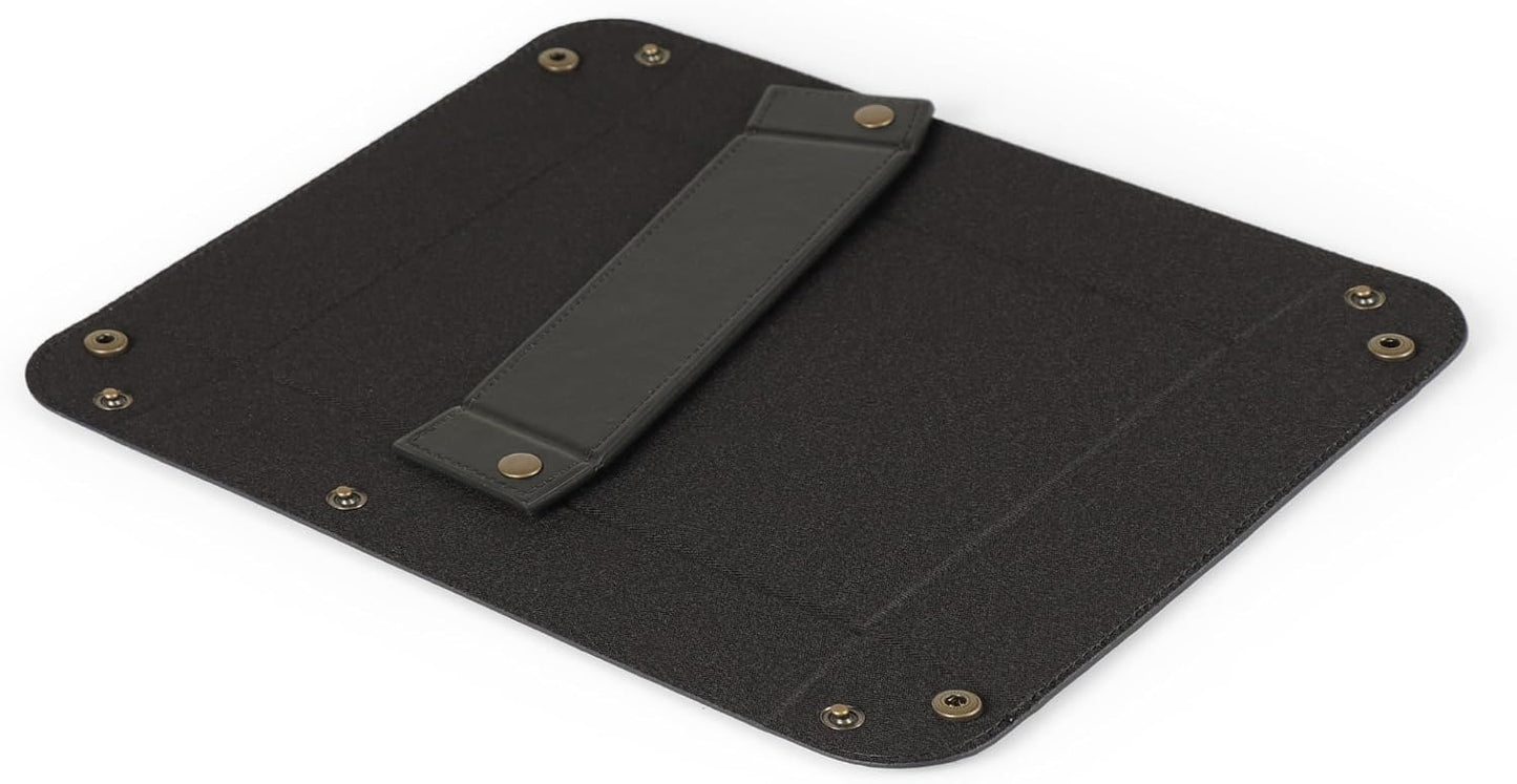 Londo PU Vegan Leather Valet Tray for Men — Brown Exterior with Black Interior Lining, Catchall EDC Organizer for Keys