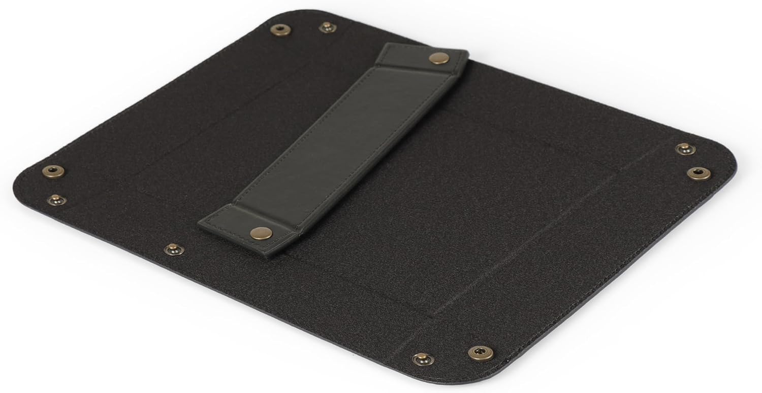 Londo PU Vegan Leather Valet Tray for Men — Brown Exterior with Black Interior Lining, Catchall EDC Organizer for Keys