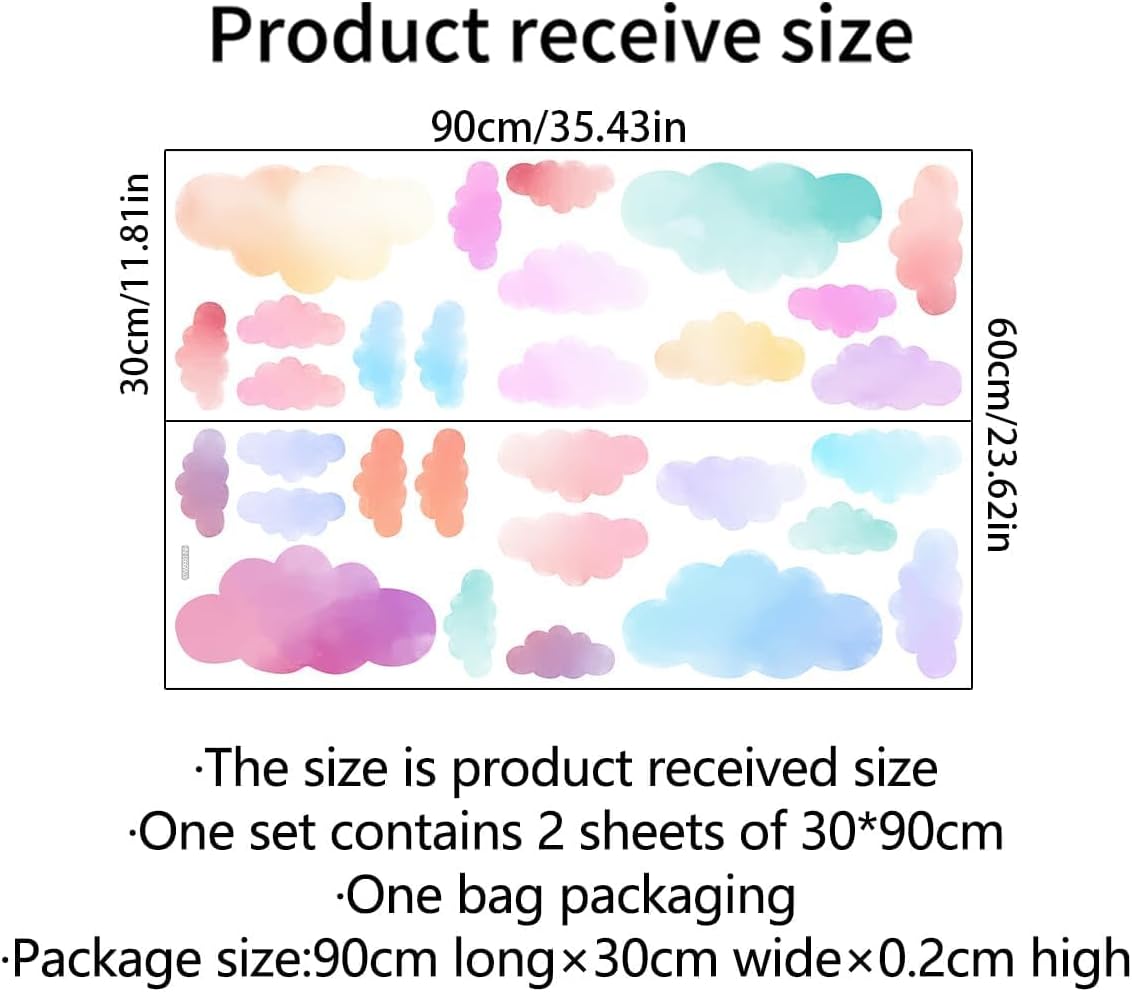 Clouds Wall Decals Colorful Clouds Wall Stickers for Baby Nursery Playroom Bedroom / Clouds-1