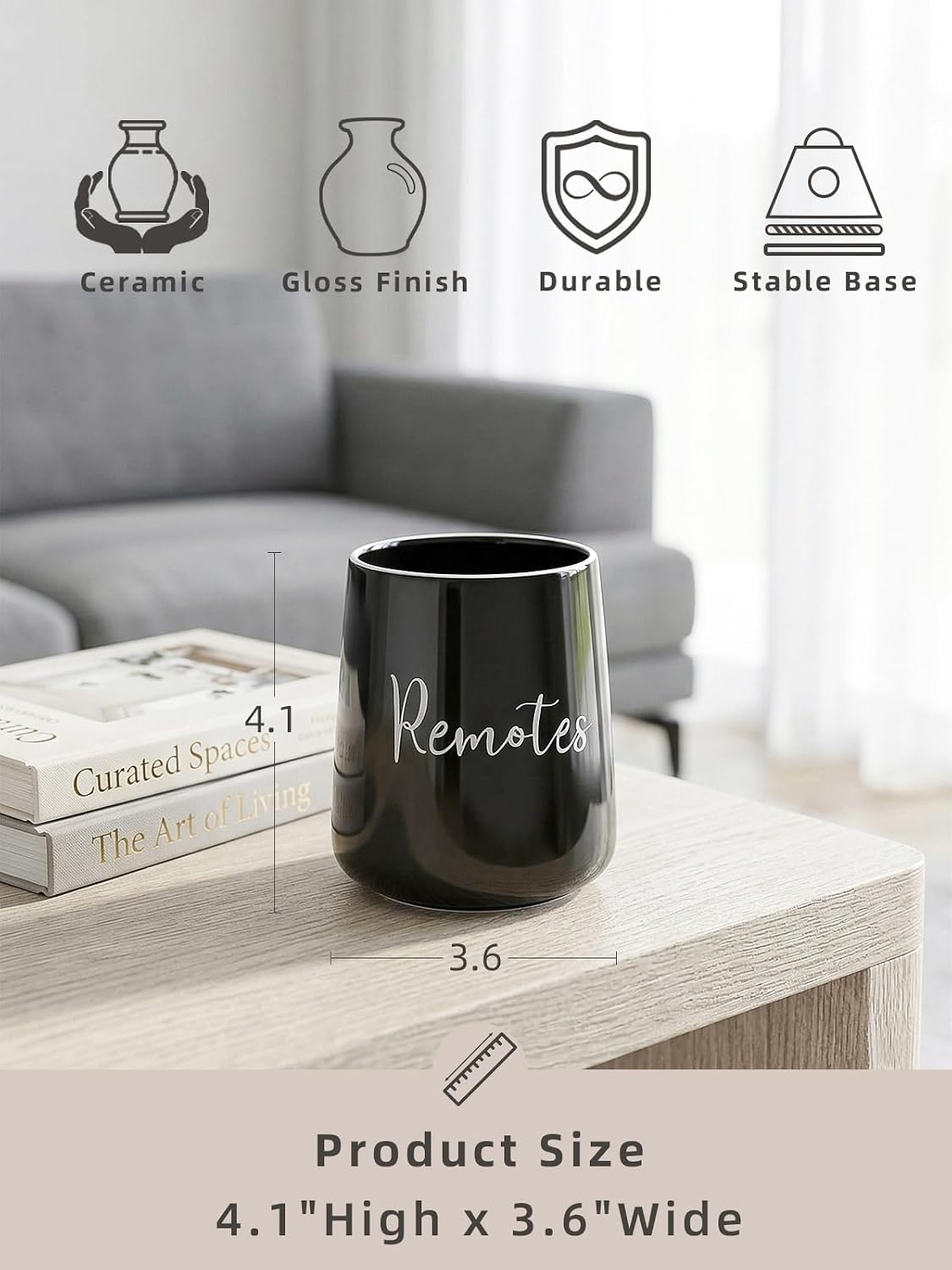 Ceramic Remote Control Holder / Black