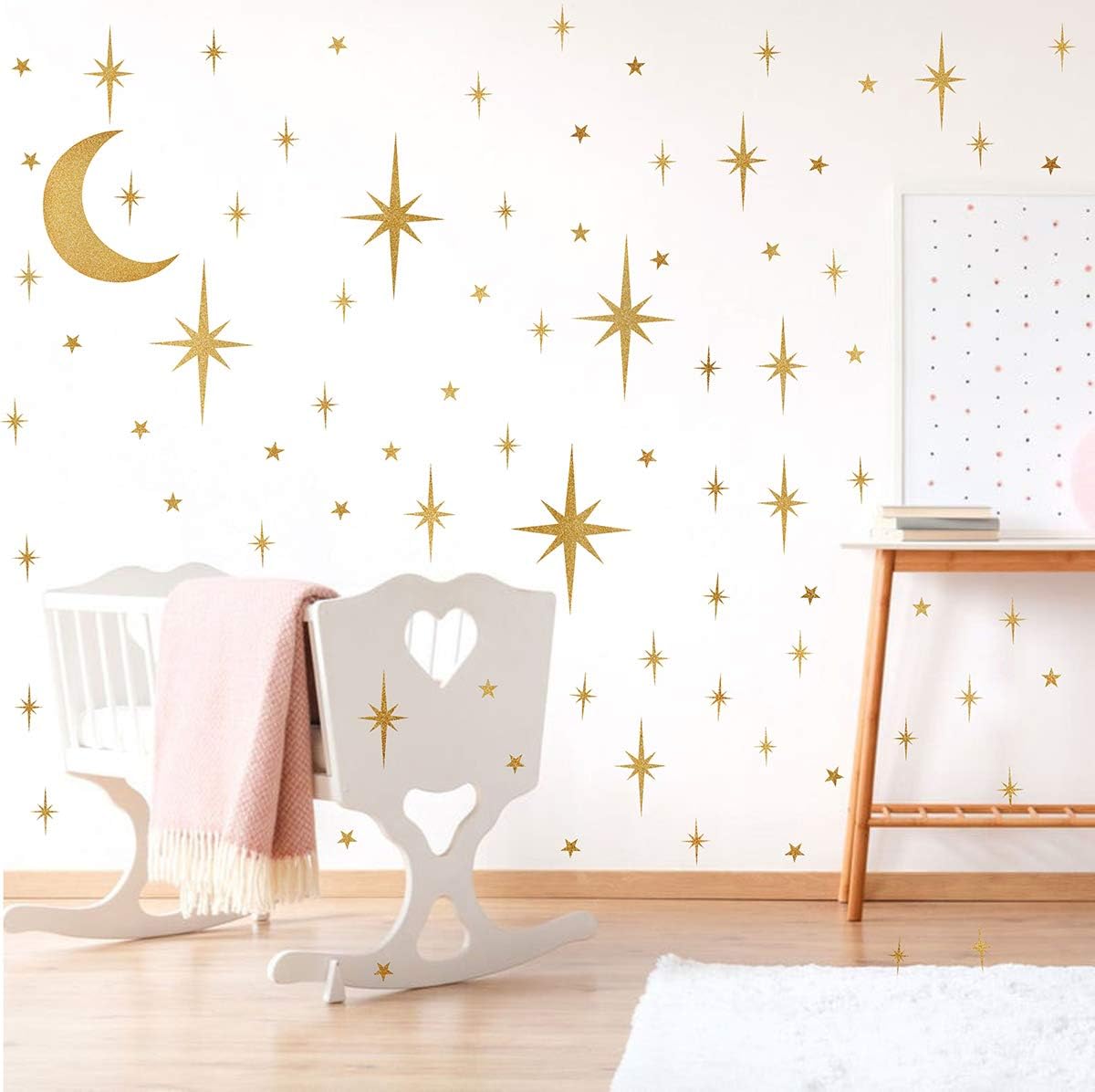 Retro Starburst Wall Decals Stars Wall Stickers Atomic Star Vinyl / Retro Starburst -vintage Gold
