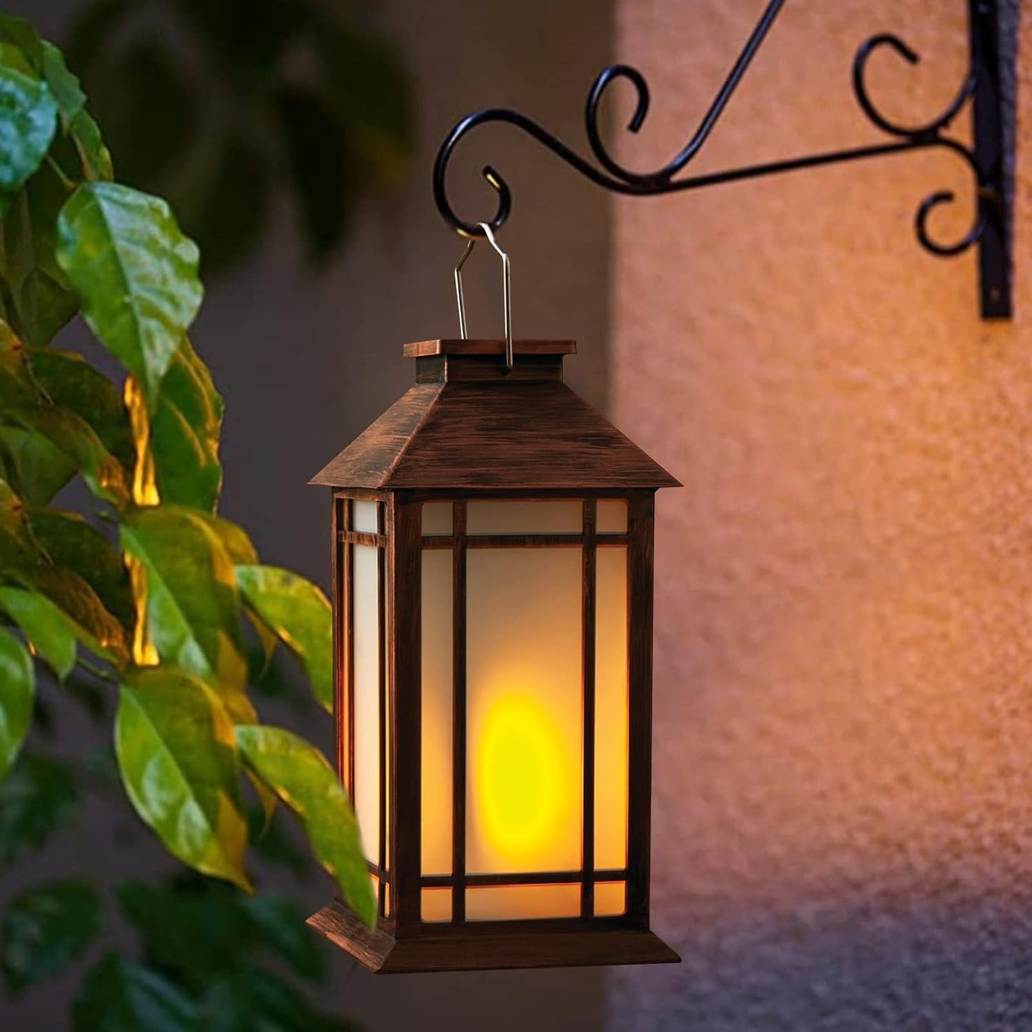 Bdor 13 Inch Outdoor Decorative Lanterns with LED Candle Timer 2 Pack Brown | Battery powered convenience, cozy