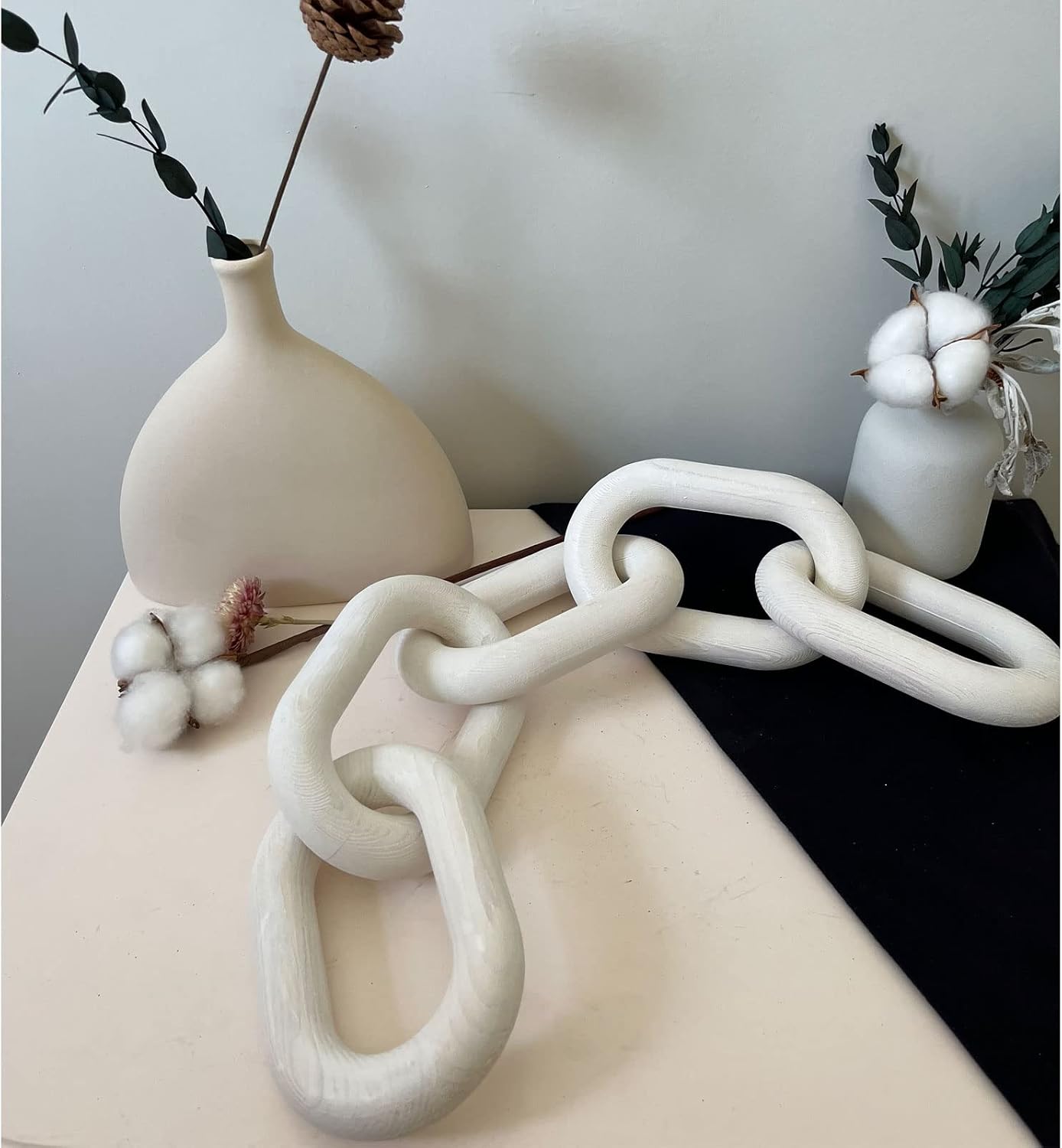 Wood Chain Link Decor / White