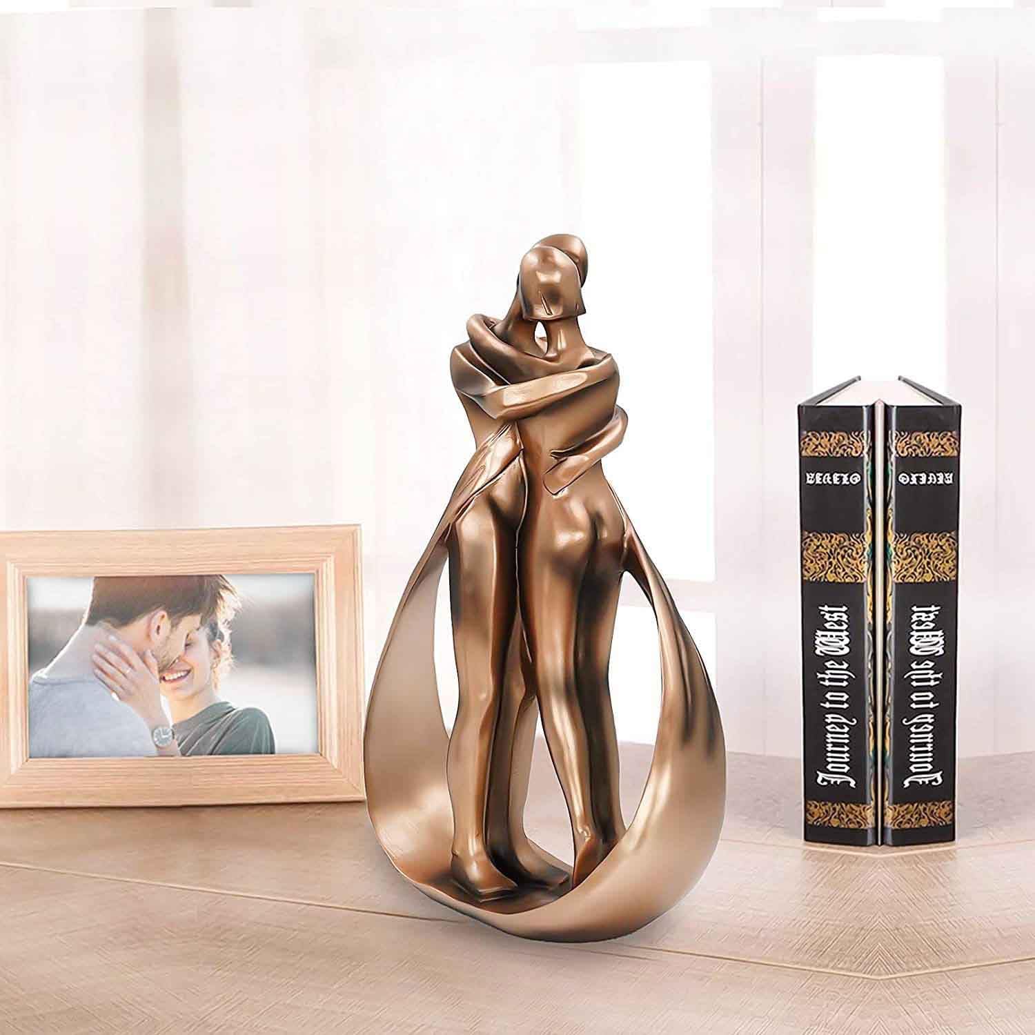 Modern Decor Romantic Lovers Embrace Statue Abstract Sculpture Wedding