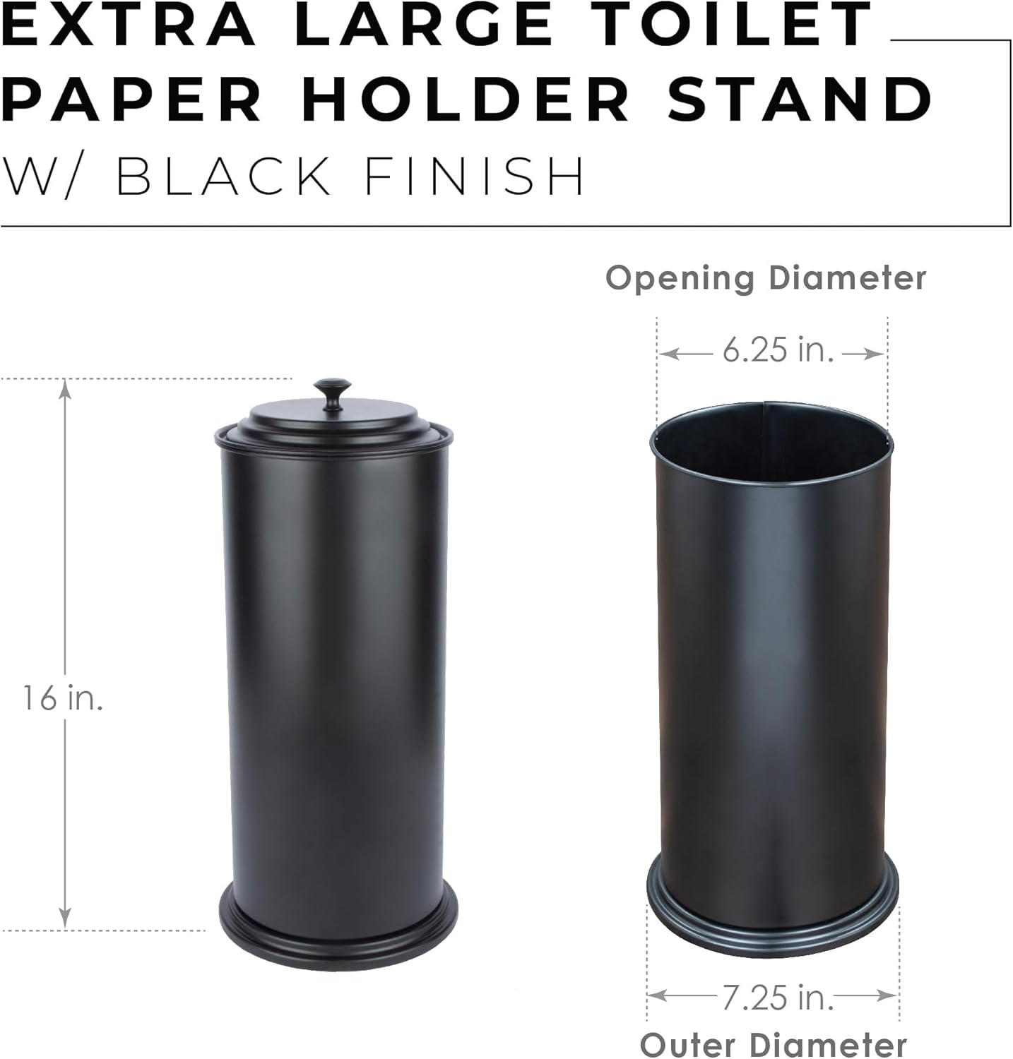 JS Jackson Supplies Free Standing Extra Large Toilet Paper Holder - Matte Black