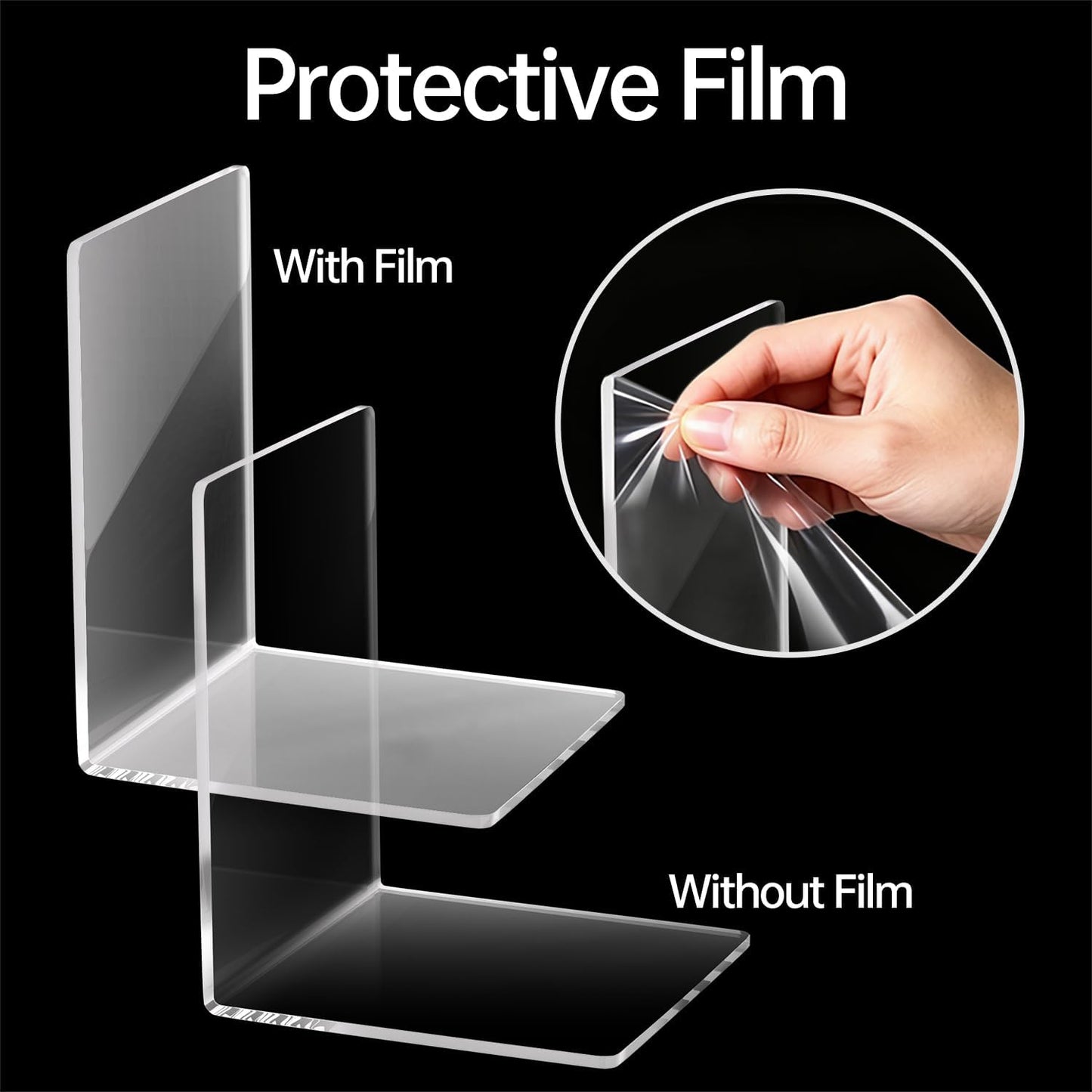 Sturdy Acrylic Bookends / Clear / 4 x 4 x 5