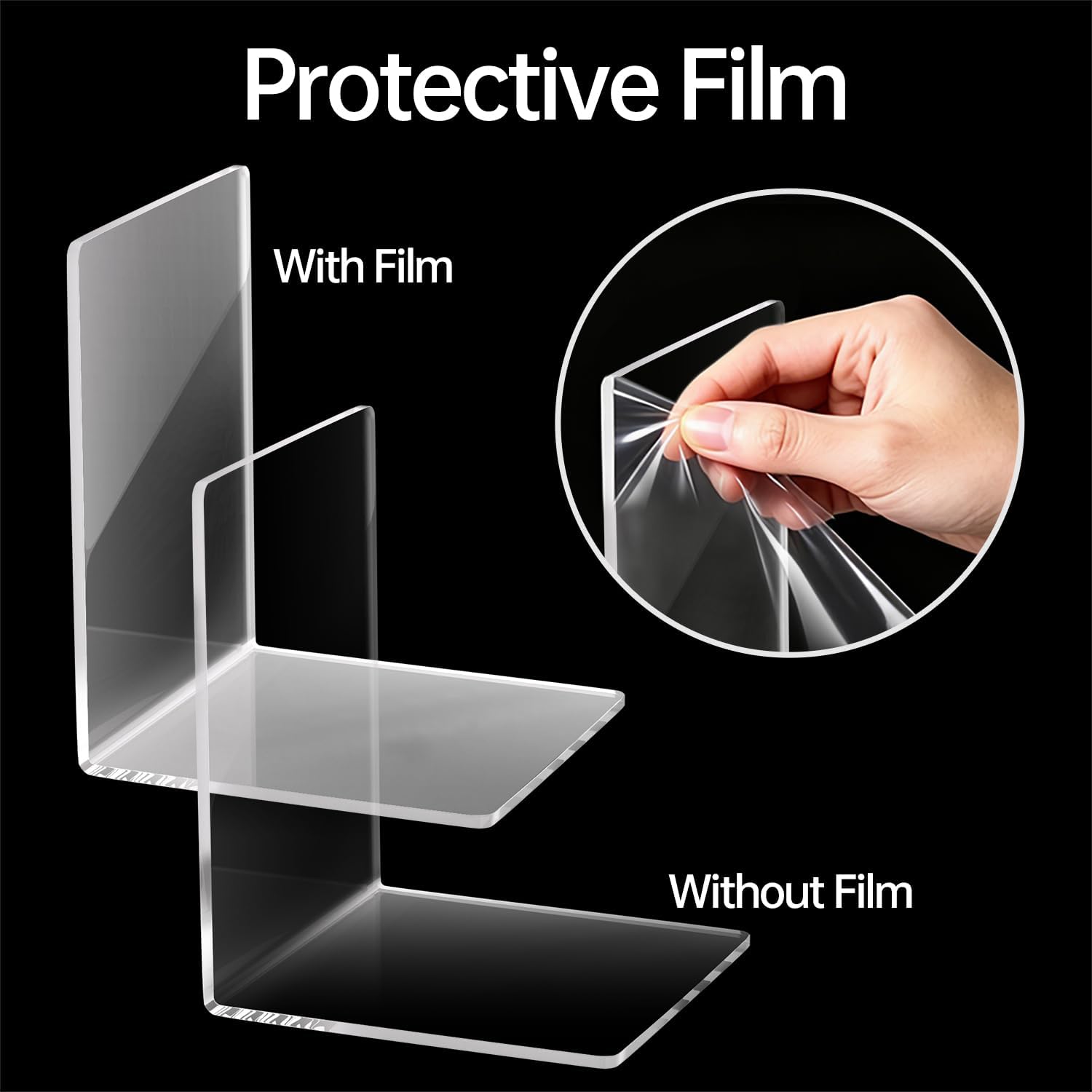 Sturdy Acrylic Bookends / Clear / 4 x 4 x 5