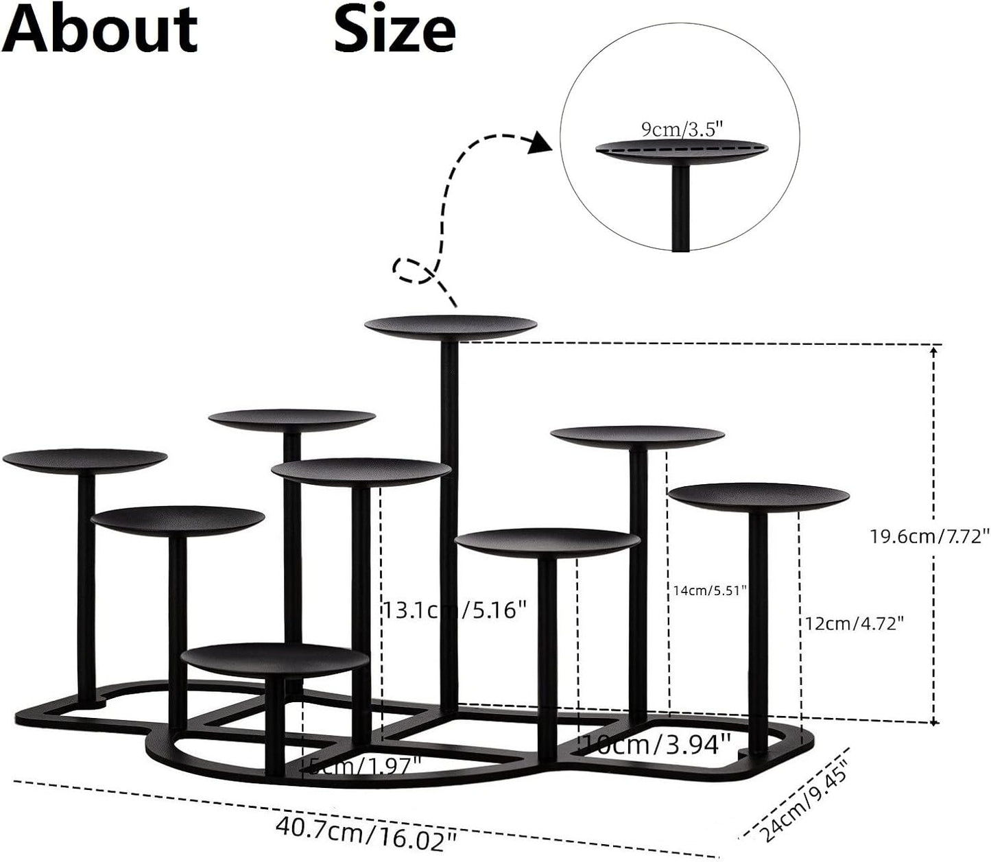 Fireplace Candle Holder 9 Candelabra for Pillar Candles Black Candle Stand Iron Table Centrepiece Mantle Floor Decor