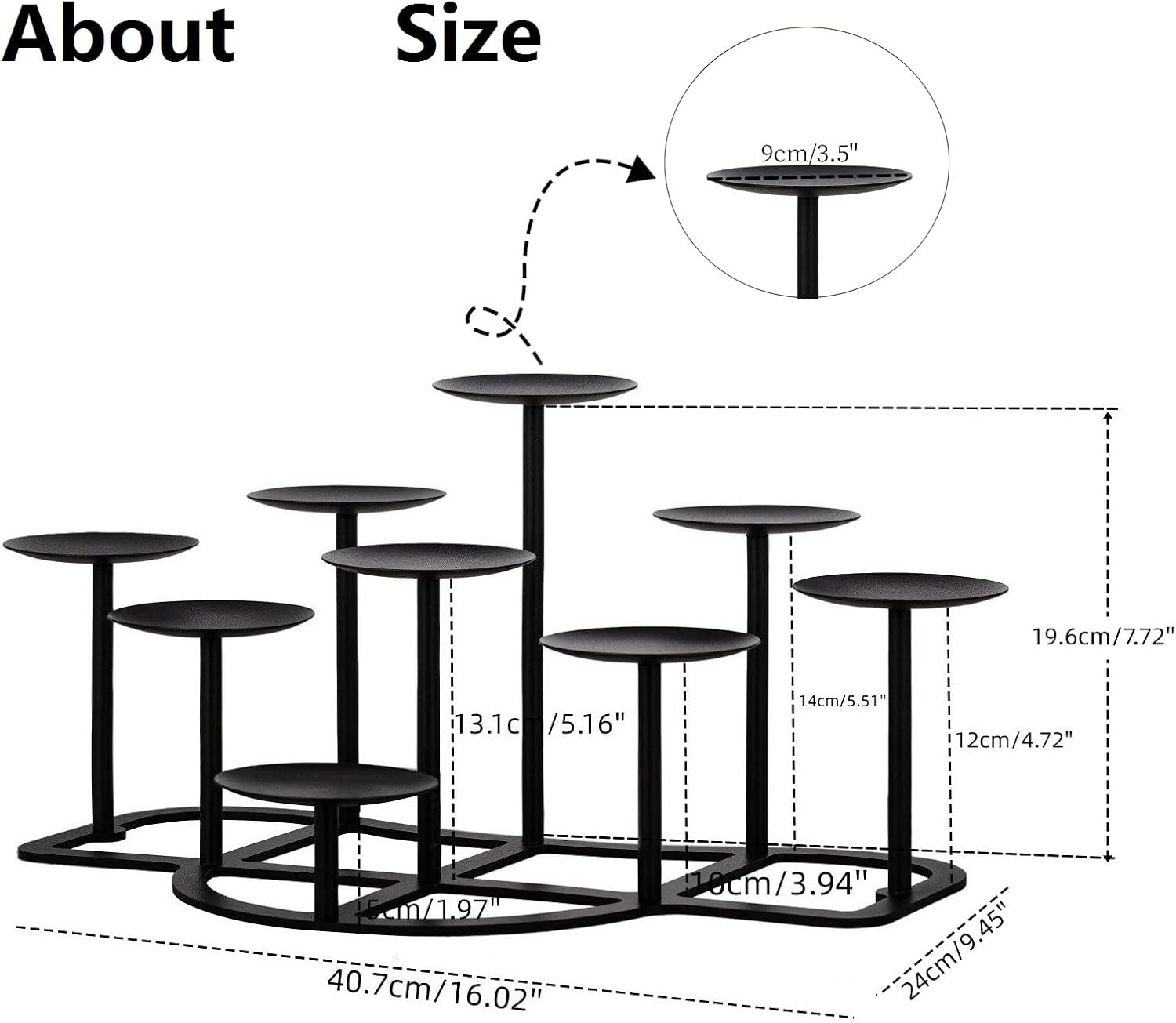 Fireplace Candle Holder 9 Candelabra for Pillar Candles Black Candle Stand Iron Table Centrepiece Mantle Floor Decor