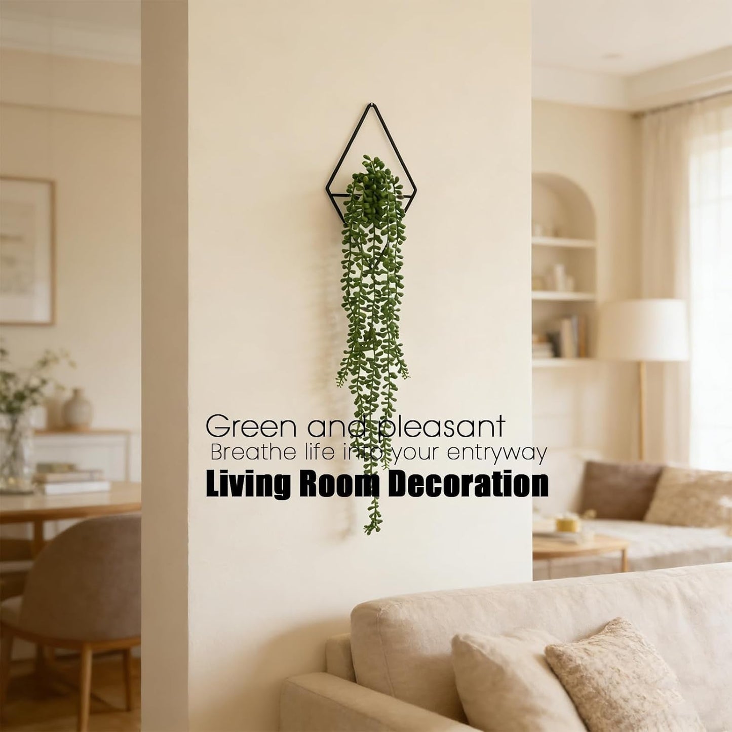 Fake Succulent Plants Artificial Ivy Vine Black Diamond Metal / Black Hang Lover Tears / Set of 2