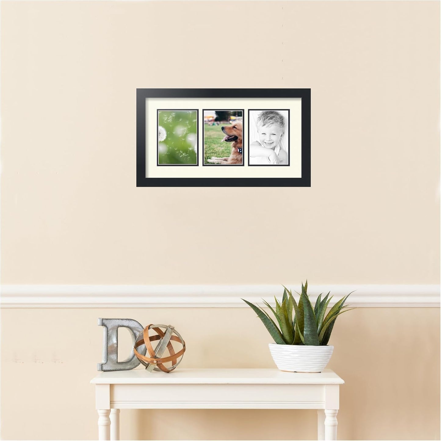 ArtToFrames Collage Picture Frame 3 Opening 3-5x7 Photo Frame | Made in USA | Black Frame Brilliant White and Black