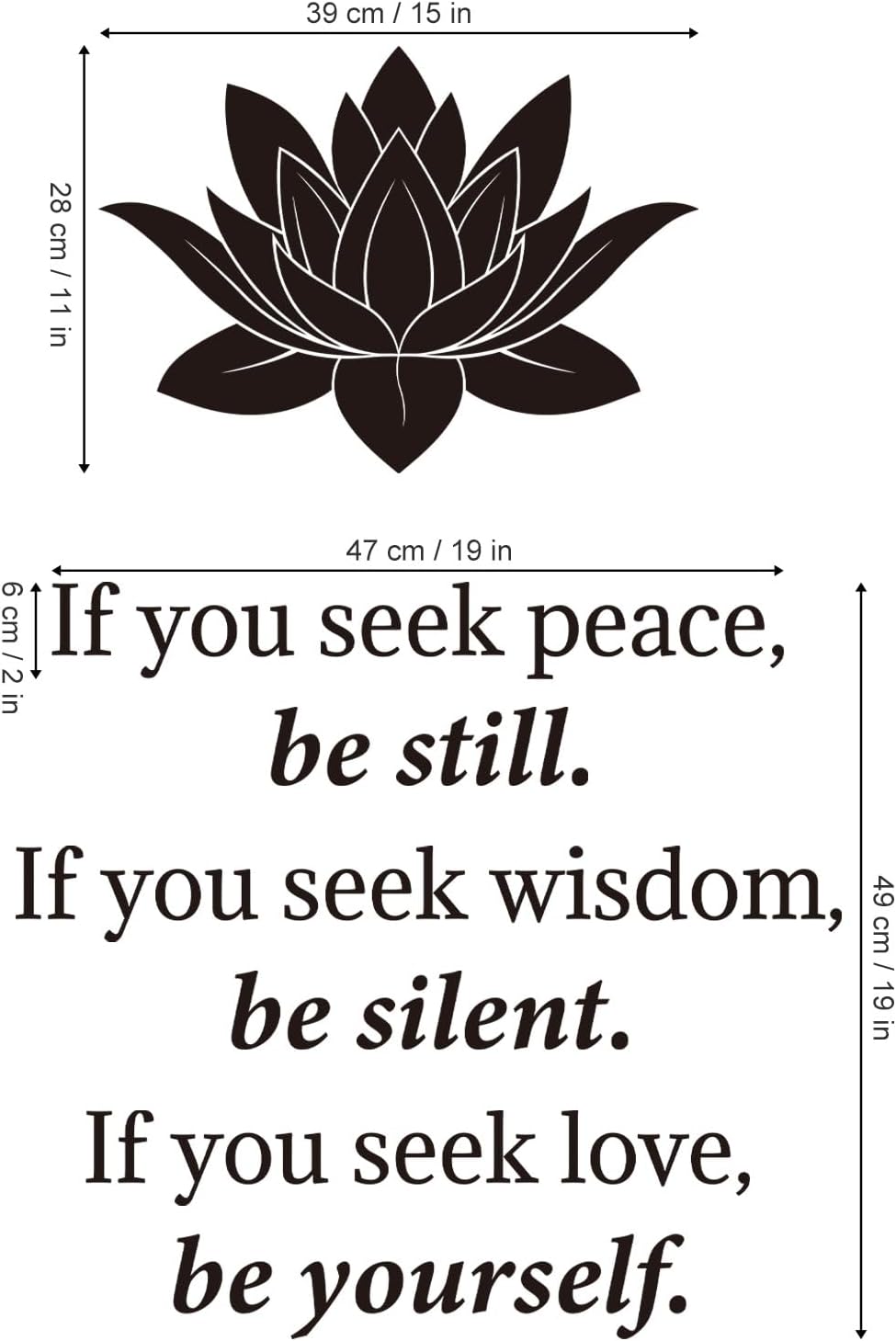 Buddha Decal Quotes Be Yourself Inspirational Positive Letter Stickers Living Room / Lotus / Black
