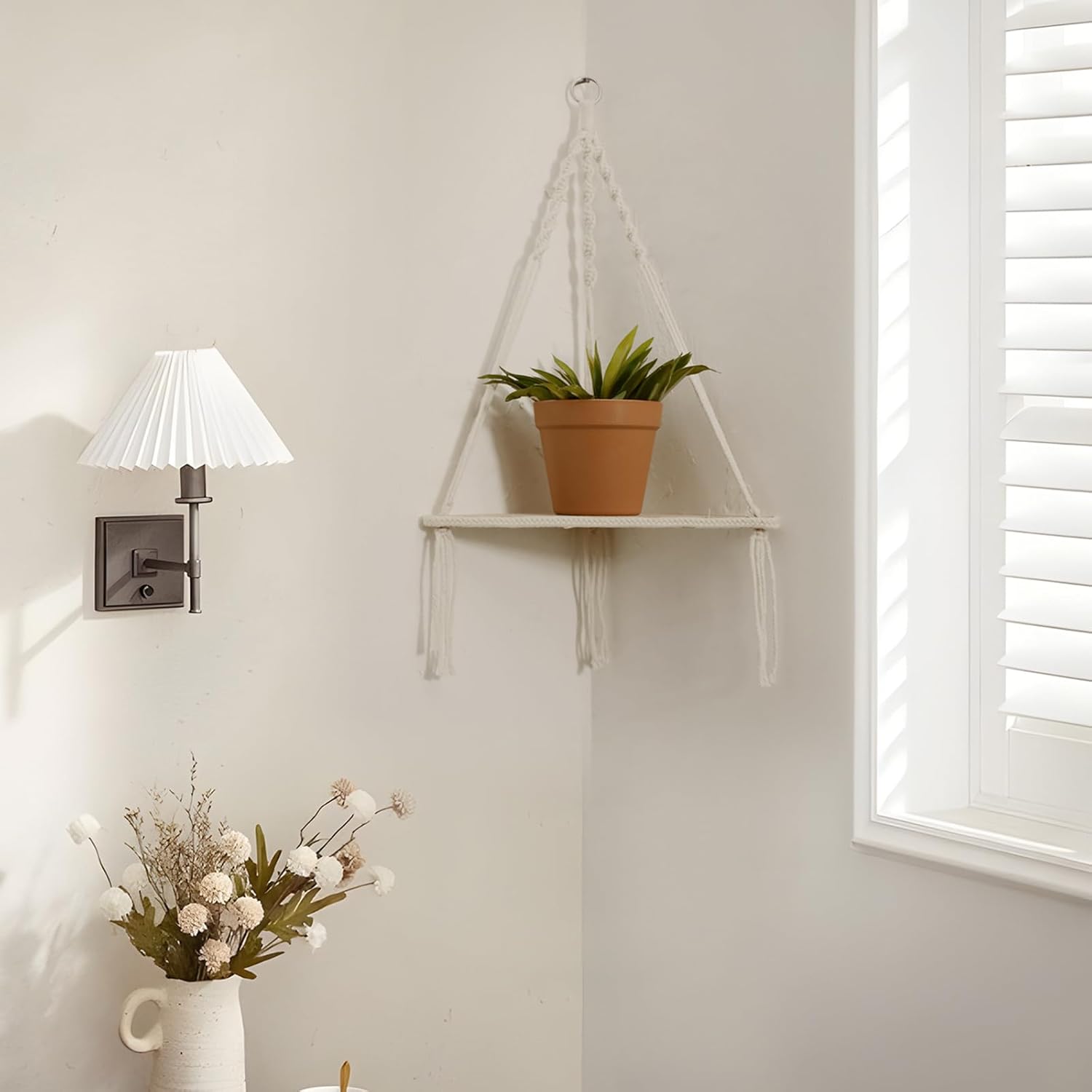 Rustic Wooden Plant Shelf / 1 Layer White