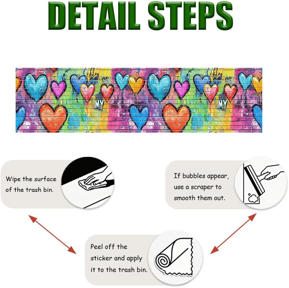 Wall Decal in Heart Graffiti Peel and Stick / Colorful0902 / 78.7 x 15.7