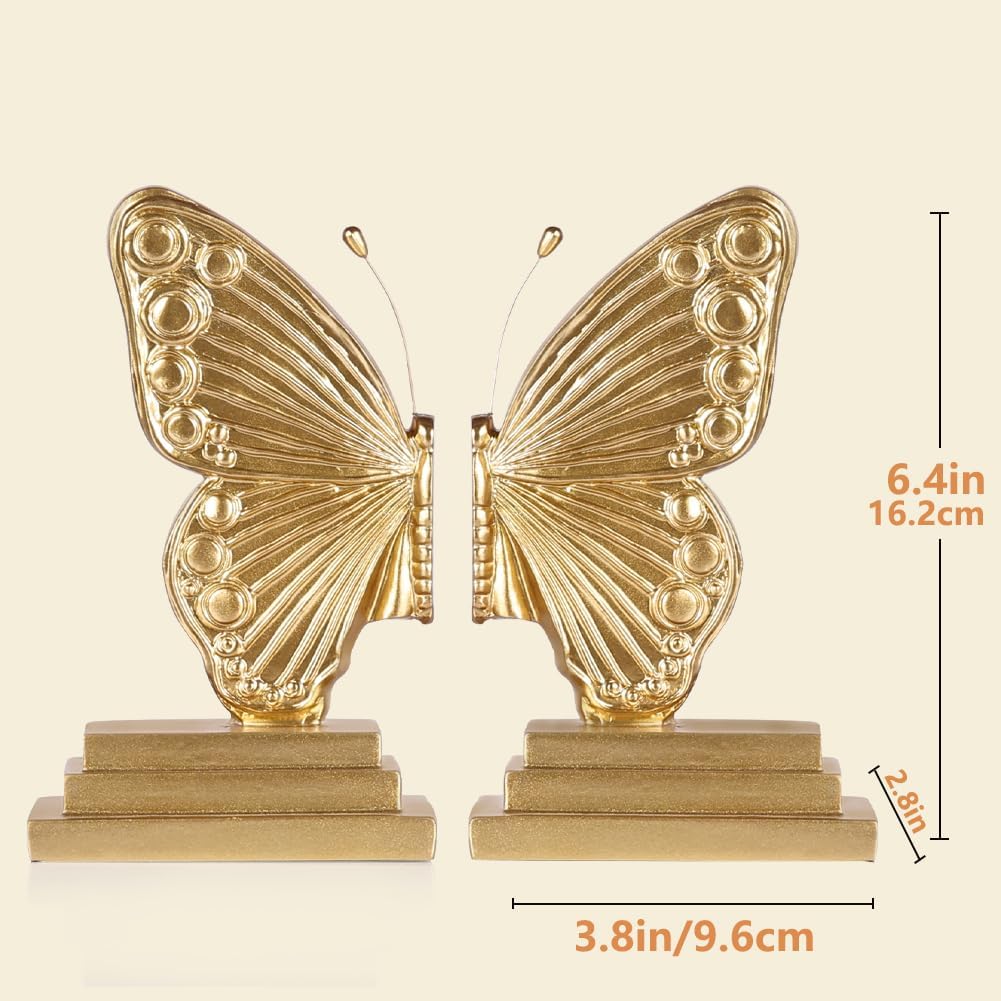 Vintage Butterfly Bookends / Gold