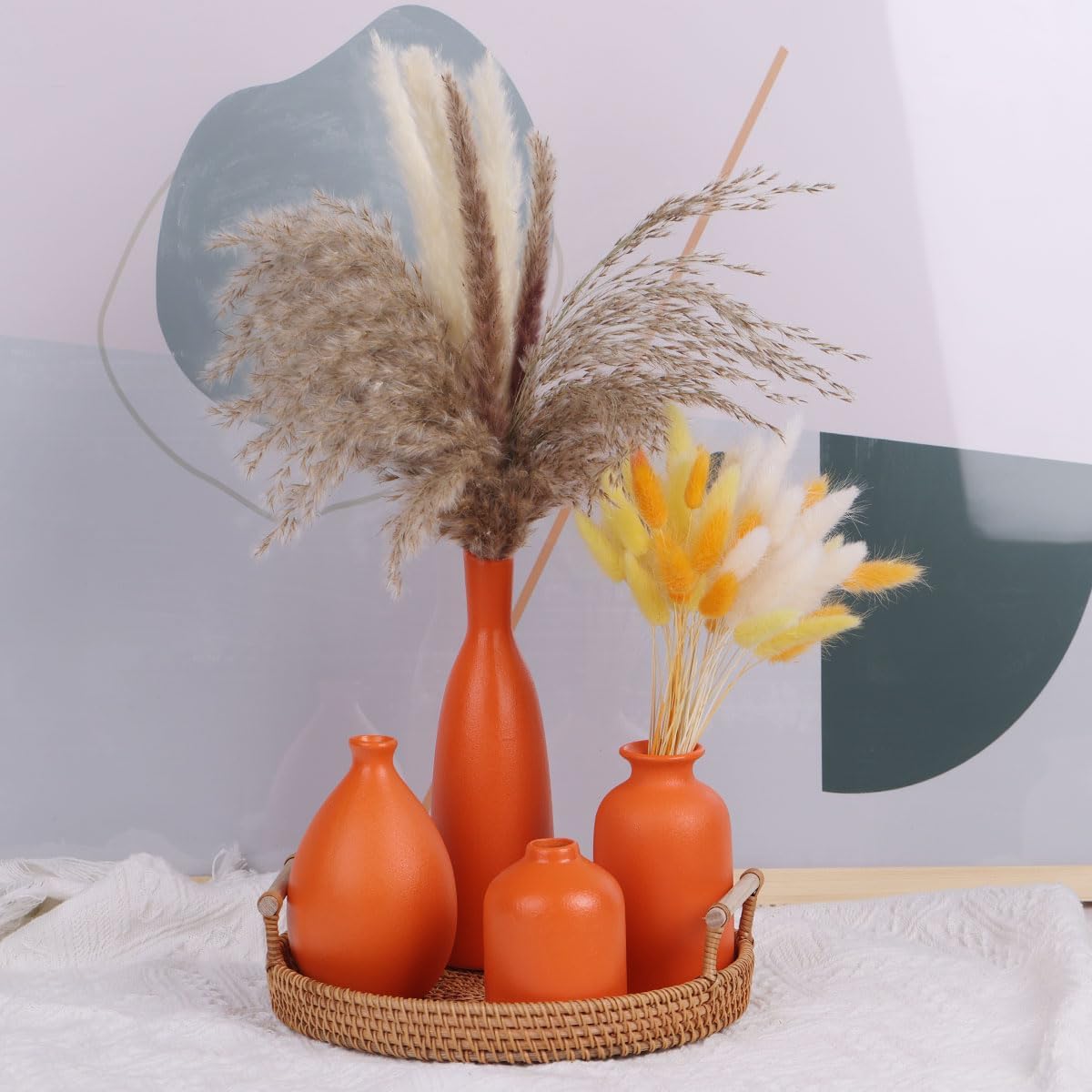 Orange Ceramic Bud Vases / Orange Set / Set of 4