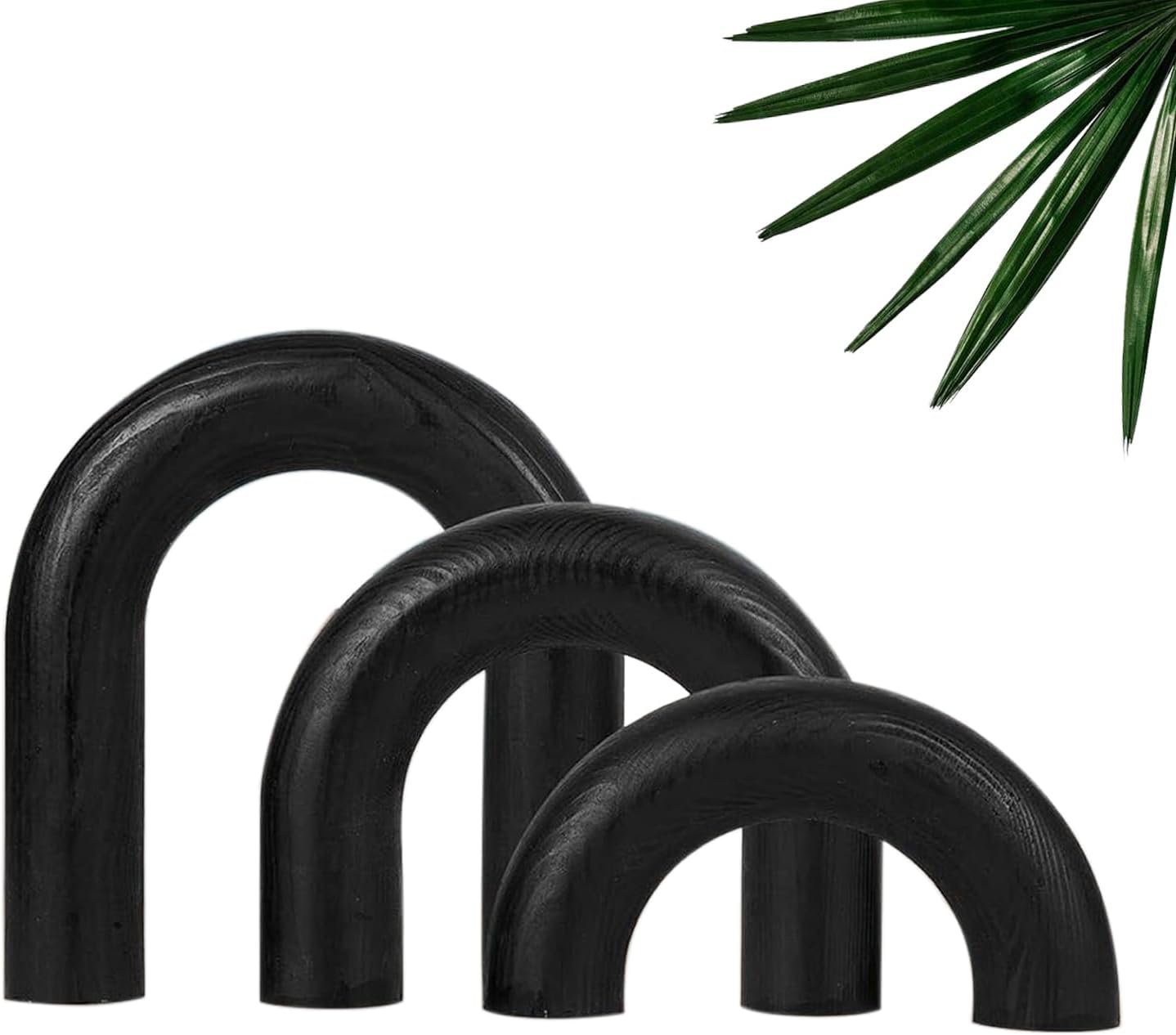 Wooden Arches Decorative Object / Black Stain / Set of 3