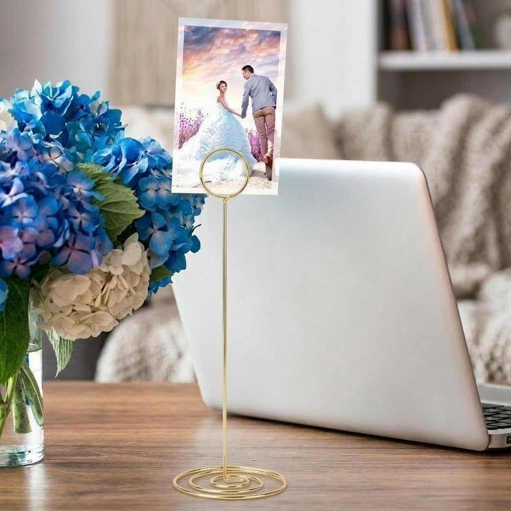 Radezon 20 Pack 8.75 inch Tall Table Number Holders Place Card Holder Table Picture Holder Wire Photo Holder Clips