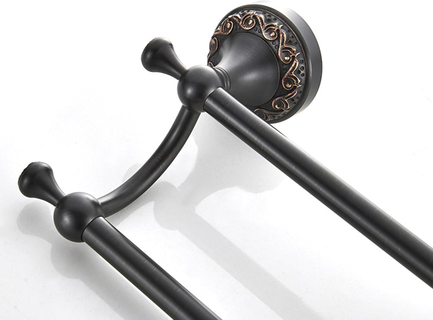 Oil Rubble Bronze Brass Double Towel Bar, Adjustable 15.5 to 27.5 Inch Bath Towel Bar Rack for Bathroom Towel Holder