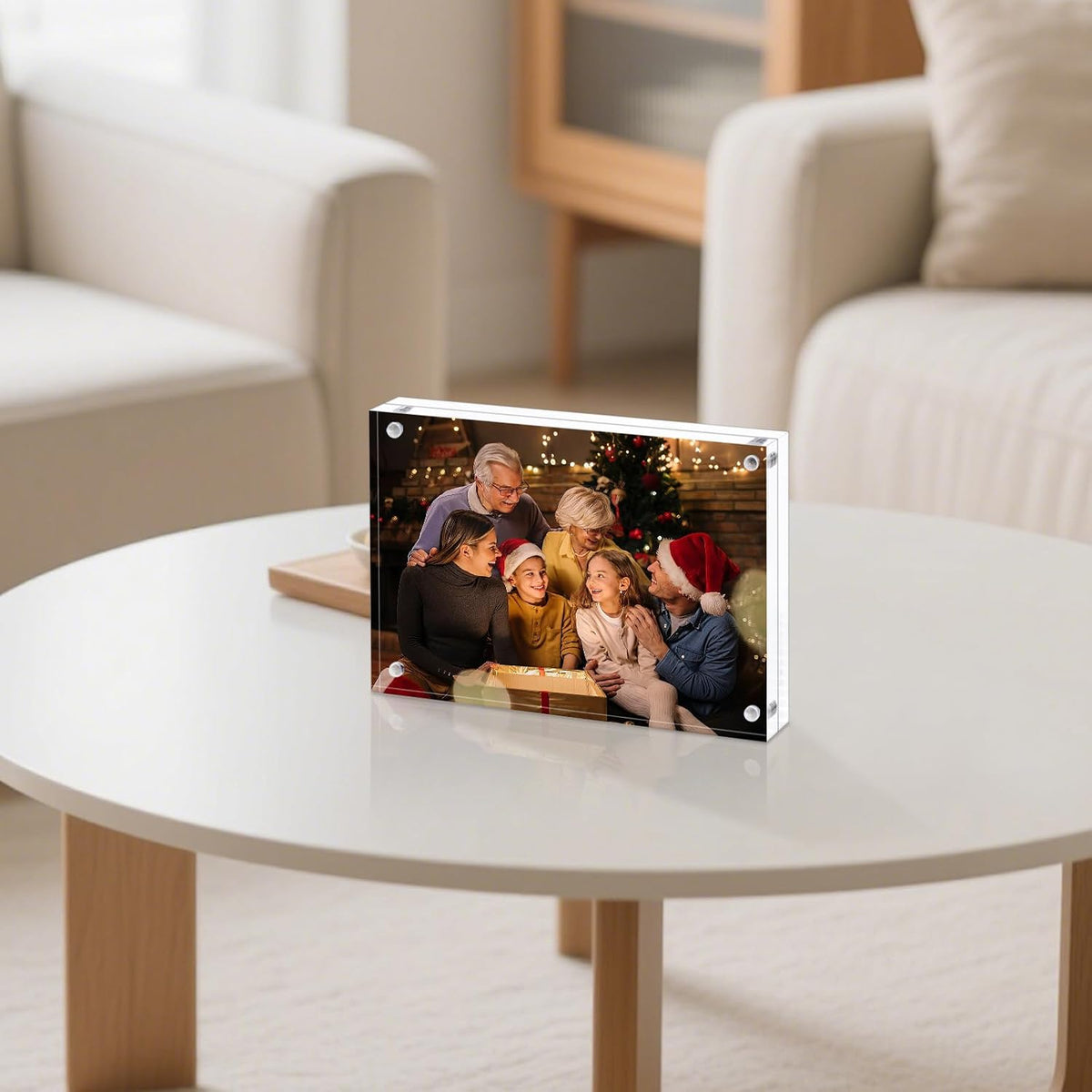 AMEITECH 4x6 Acrylic Picture Frame 5 Pack, Frameless Clear Photo Frames | Double Sided Floating Magnetic Frames, 20mm