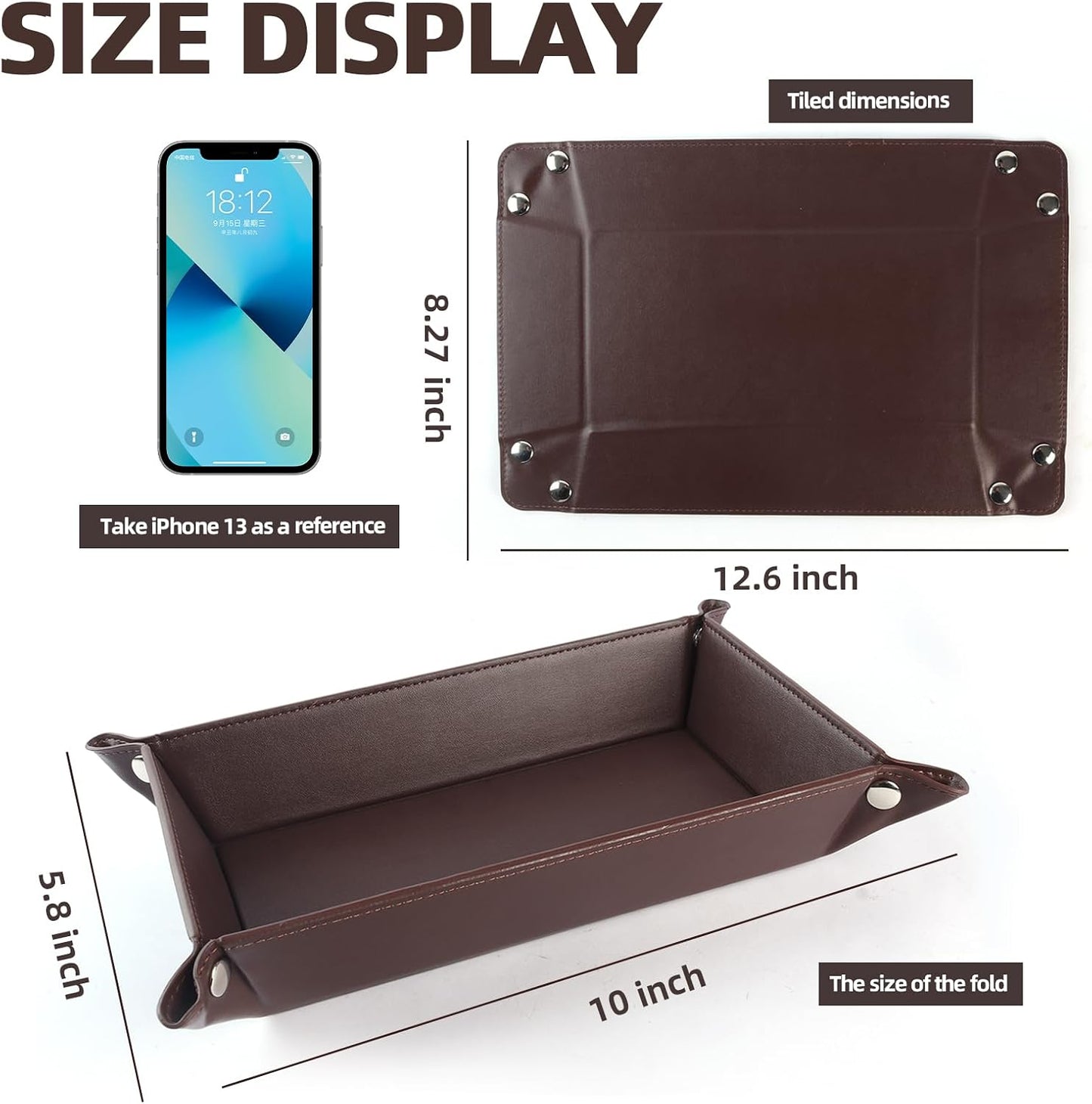 Valet Tray for Men Women / Dark Brown Rectangle / Set of 2