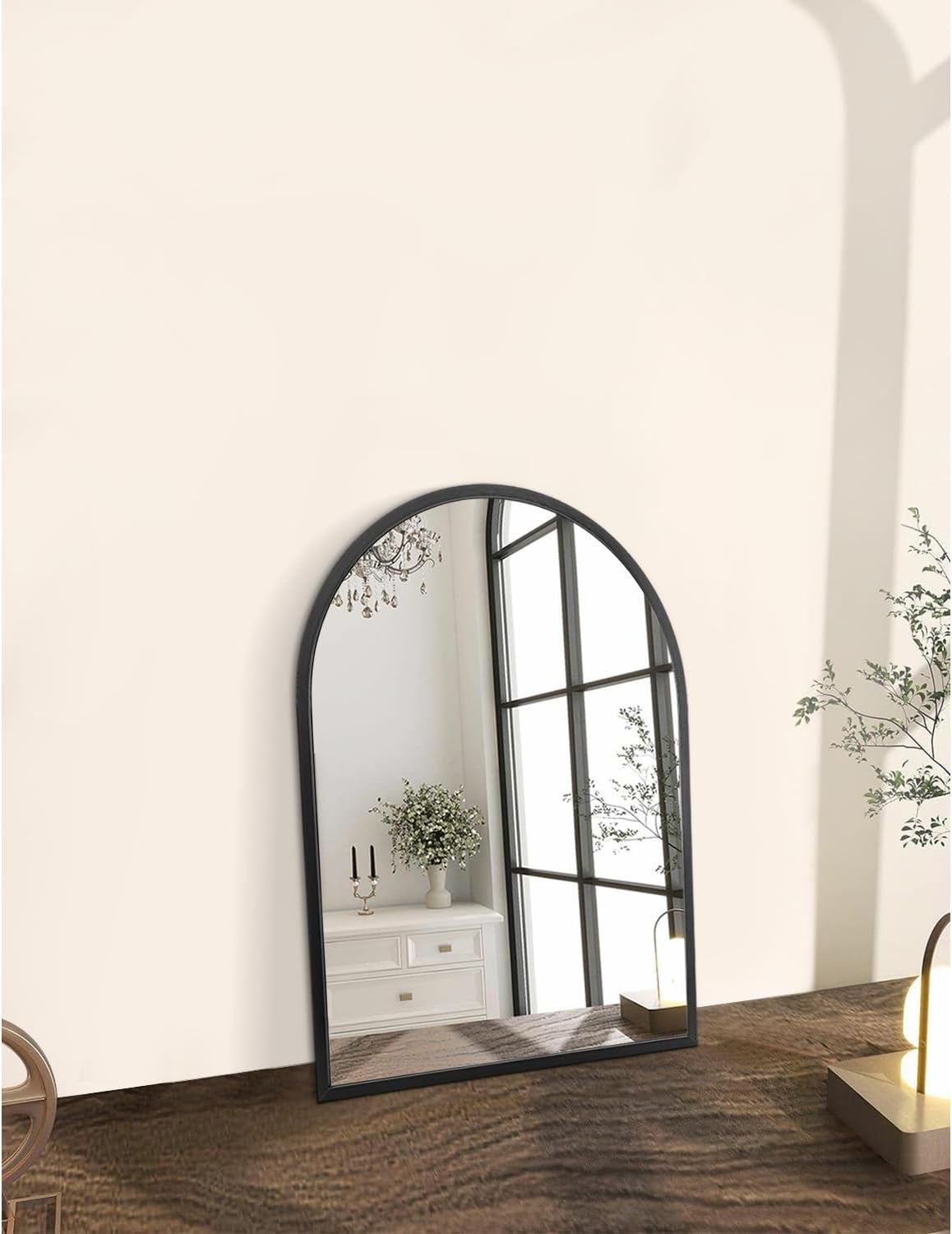 Arched Wall Mirror Aluminum Alloy Frame Bathroom Mirror Brushed Metal Vanity / 16"L x 12"W / Black