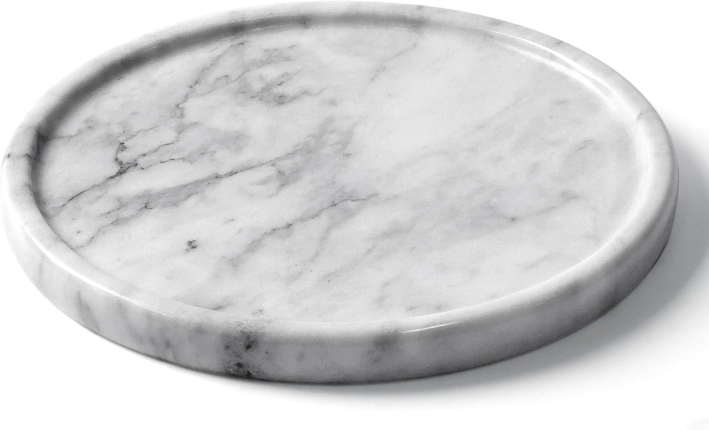 Natural Round Marble Tray / White