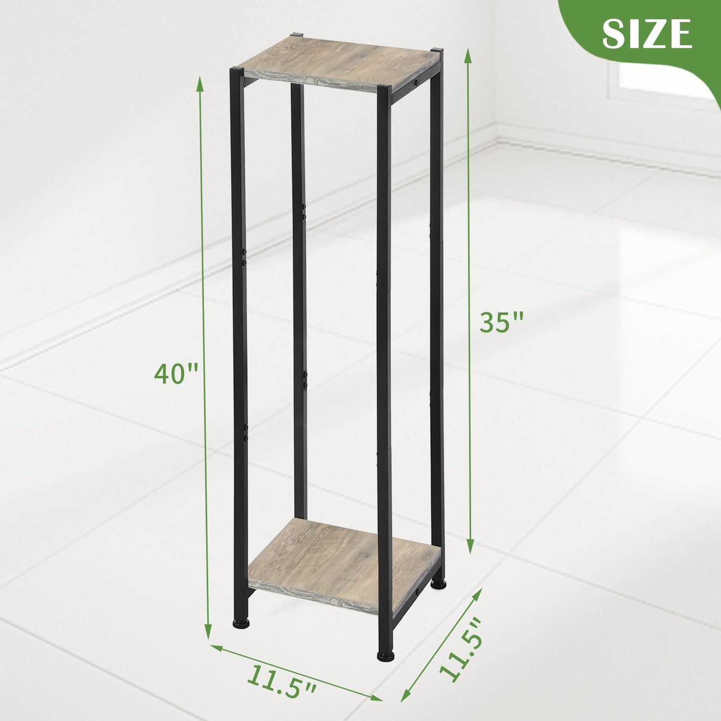 Dipion 40 Inch Extra Tall Plant Stand Indoor,2 Tier Pedestal Stand,Greige | Rock-Solid Stability,Adjustable