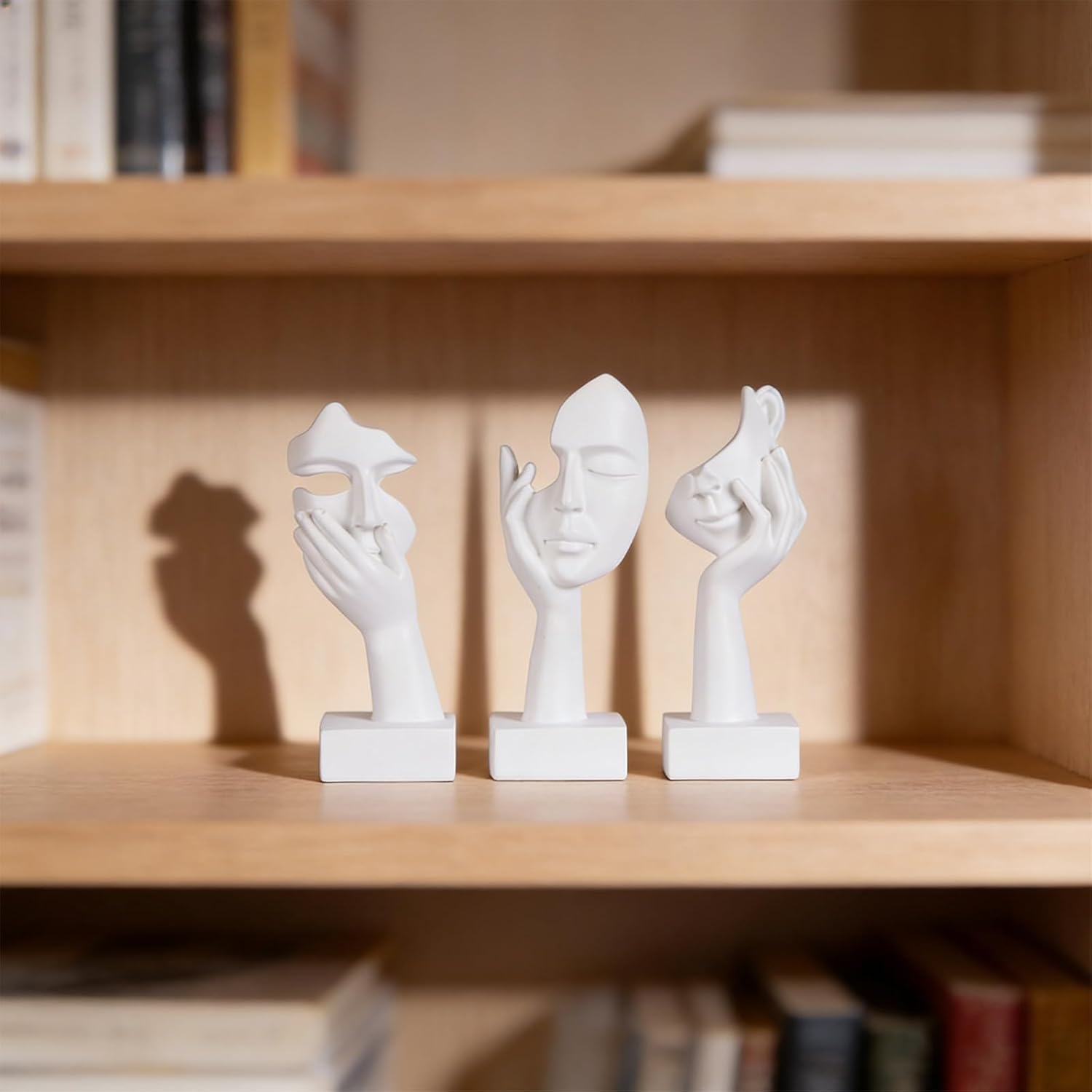 Art Abstract Home Accent Figurines for Decor Woman Apartment Bookshelf Floating / White / Set of 6