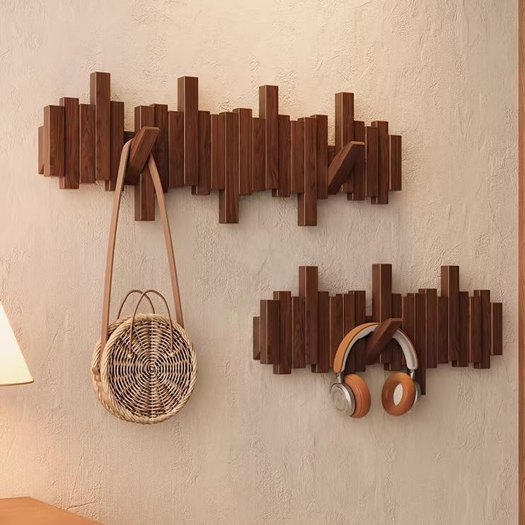 Wooden Magnetic Wall Hooks / Walnut / 6hooks