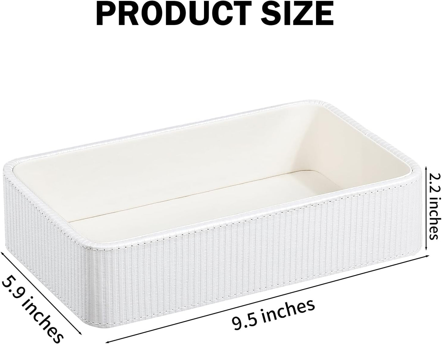 PU Leather Valet Tray Organizer / White / 9.5 x 5.9 x 2.2