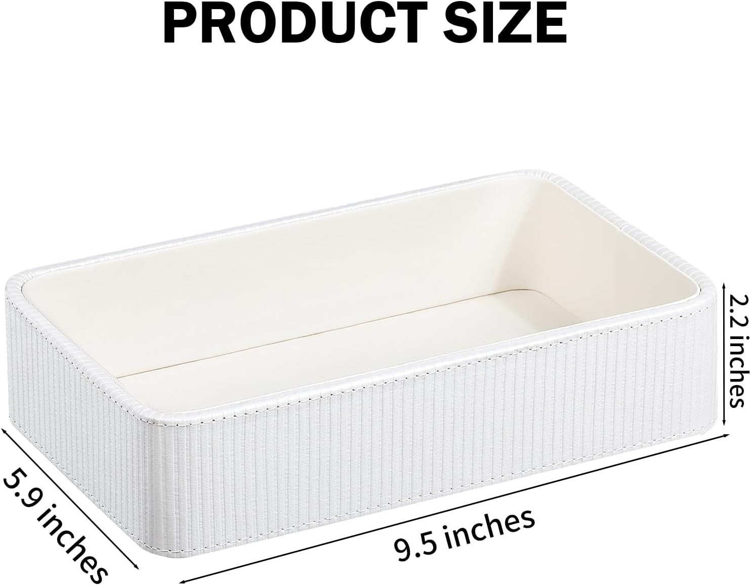 PU Leather Valet Tray Organizer / White / 9.5 x 5.9 x 2.2