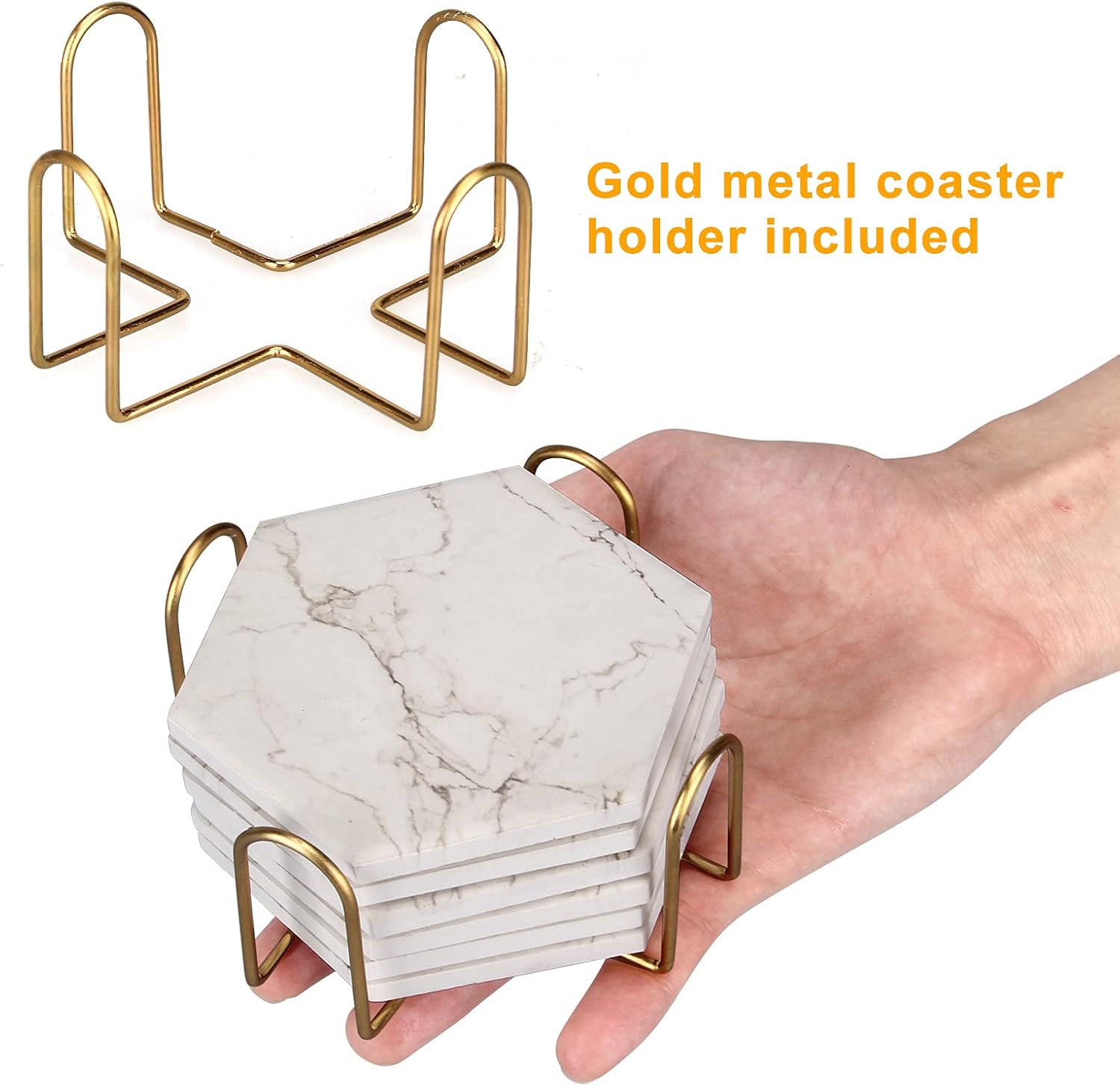 Holder Cool Cork Coster Modern White Ceramic Coasters Bar Desk Cup / Gray / Set of 6