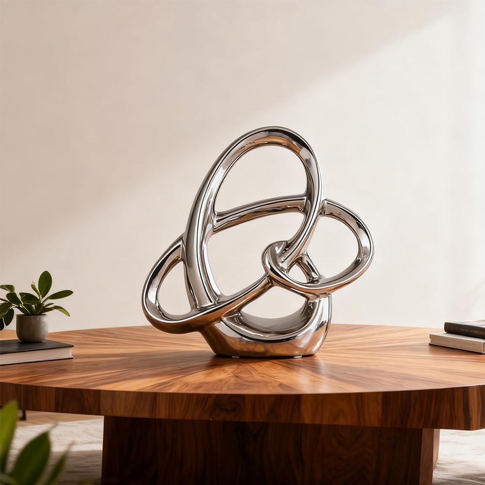Modern Ceramic Statue / Silver / Small / 8.66 Inch