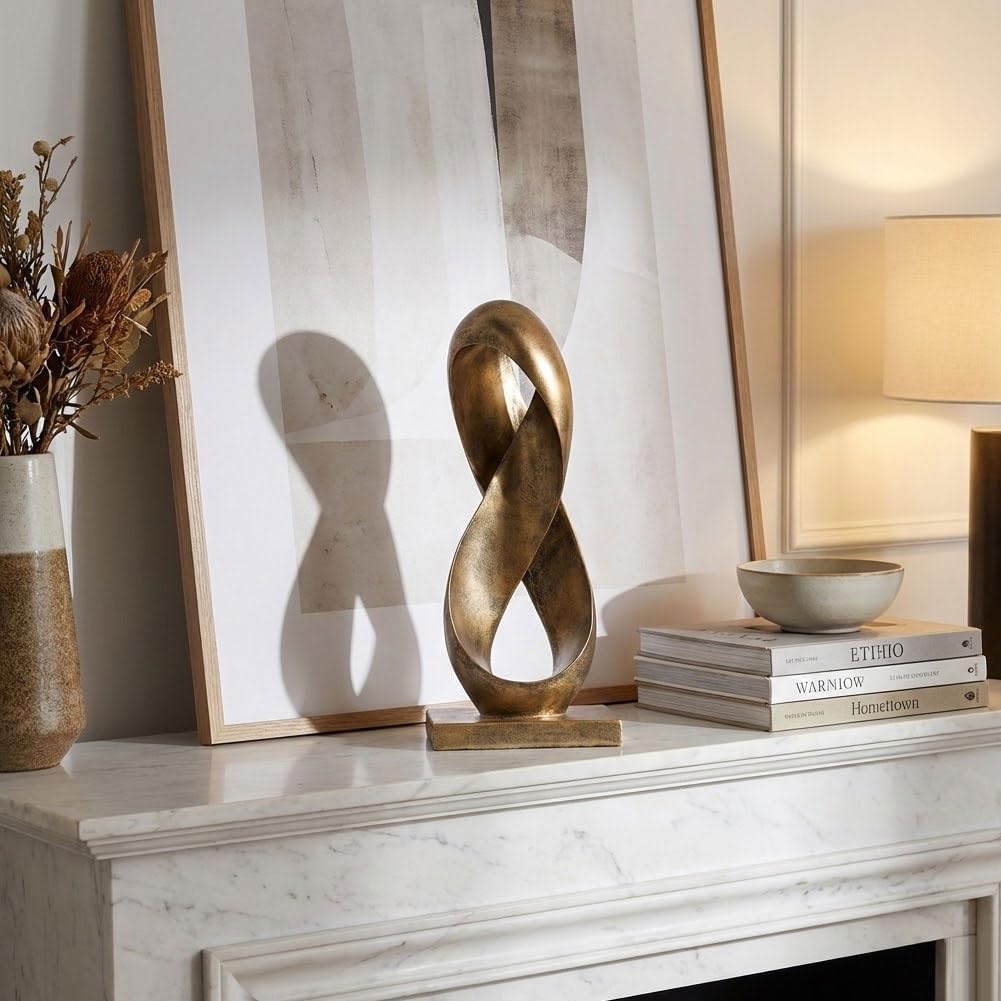 Modern Resin Infinity Loop Statue / Antique Bronze