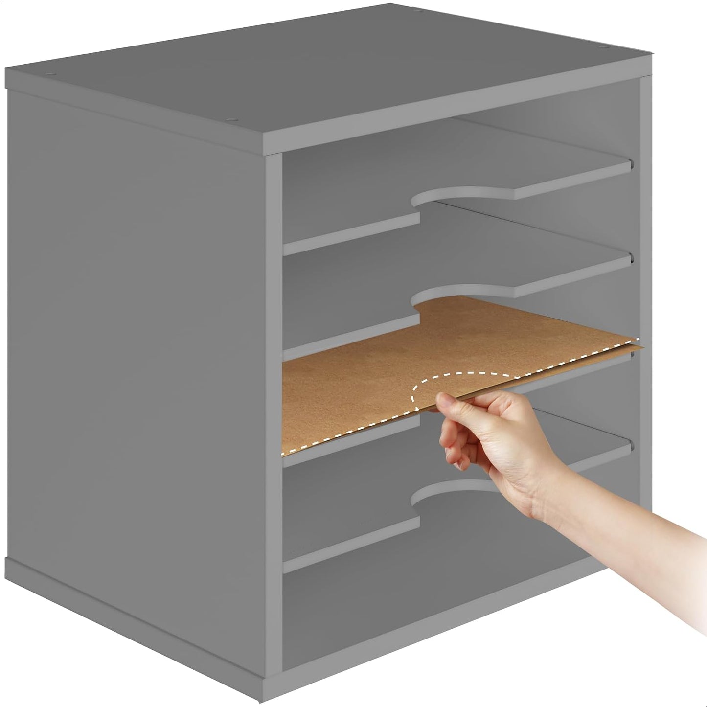 Ballucci 5-Tier File Organizer for Desk, Wooden Mail Sorter, Office Desk Organization, Paper Storage Organizers, Folder