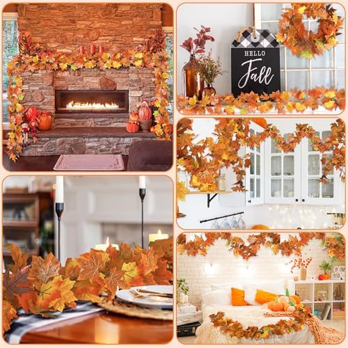 4Pack 23.6FT Fall Maple Leaf Garland for Autumn Thanksgiving Fall Decor