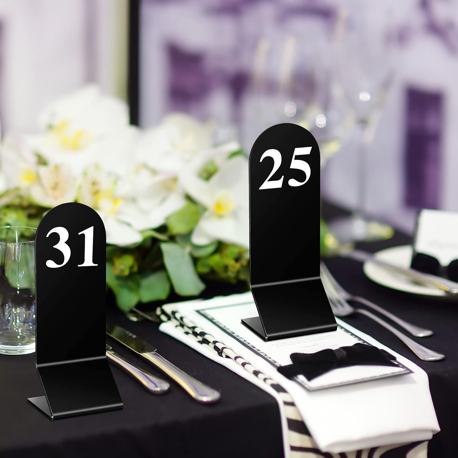 50 Pcs Acrylic Table Numbers 1-50 Double Sided Tent Cards,Black | Standing Tent Holders for Restaurant Seating and