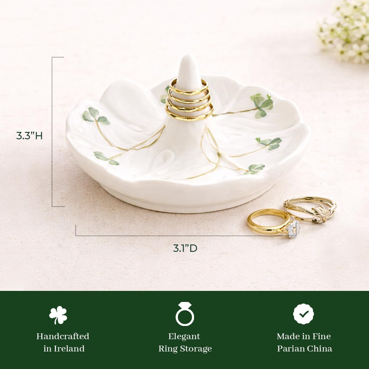 Shamrock 4.4- Ring Holder Dish / White