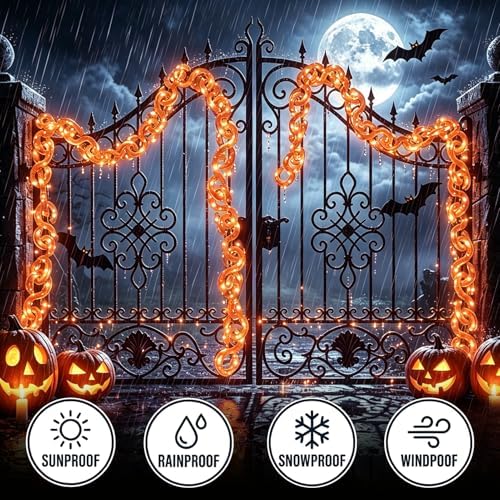 16.4 ft Halloween Chain Lights, Outdoor Orange Halloween Lights