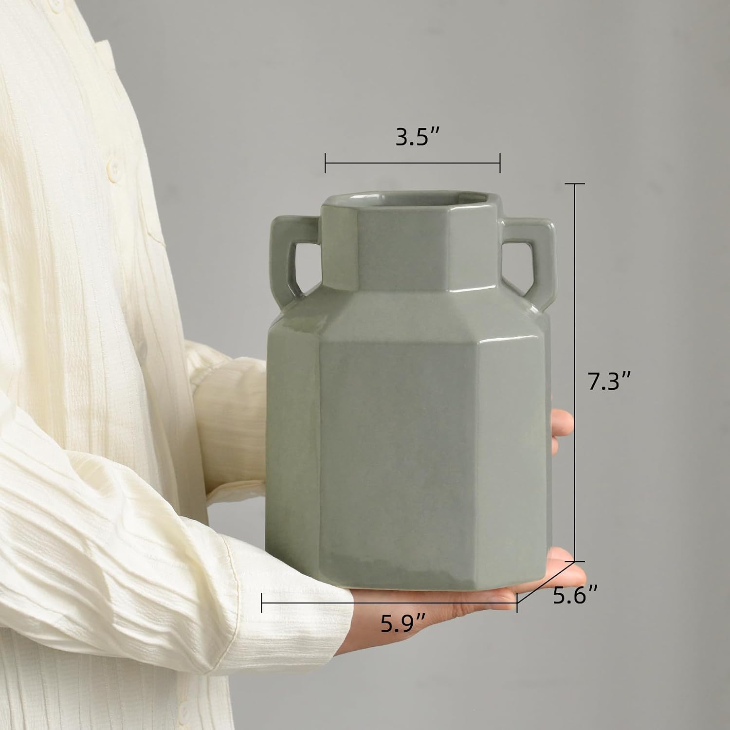 Boho Vase / Modern Ceramic Vase / 7.3 Inch-green / 7.3 Inch