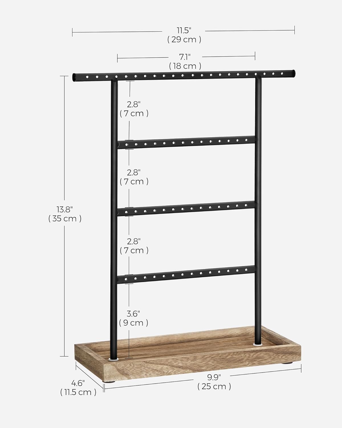 Base Tray / Jewelry Organizer / Wood Color + Black