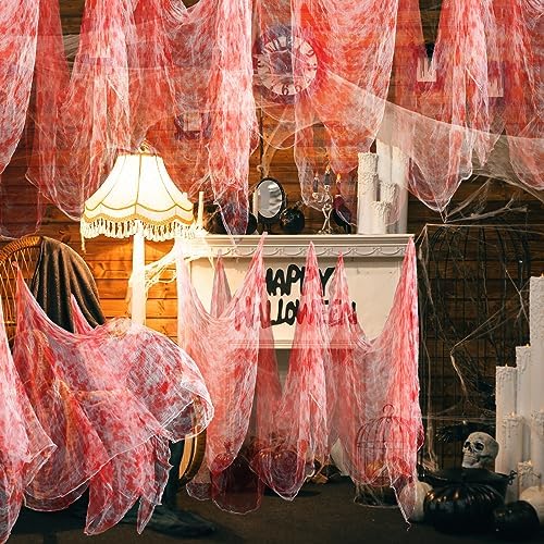 Boao Halloween Bloody Cheesecloth for Craft, 85 x 197 Inch