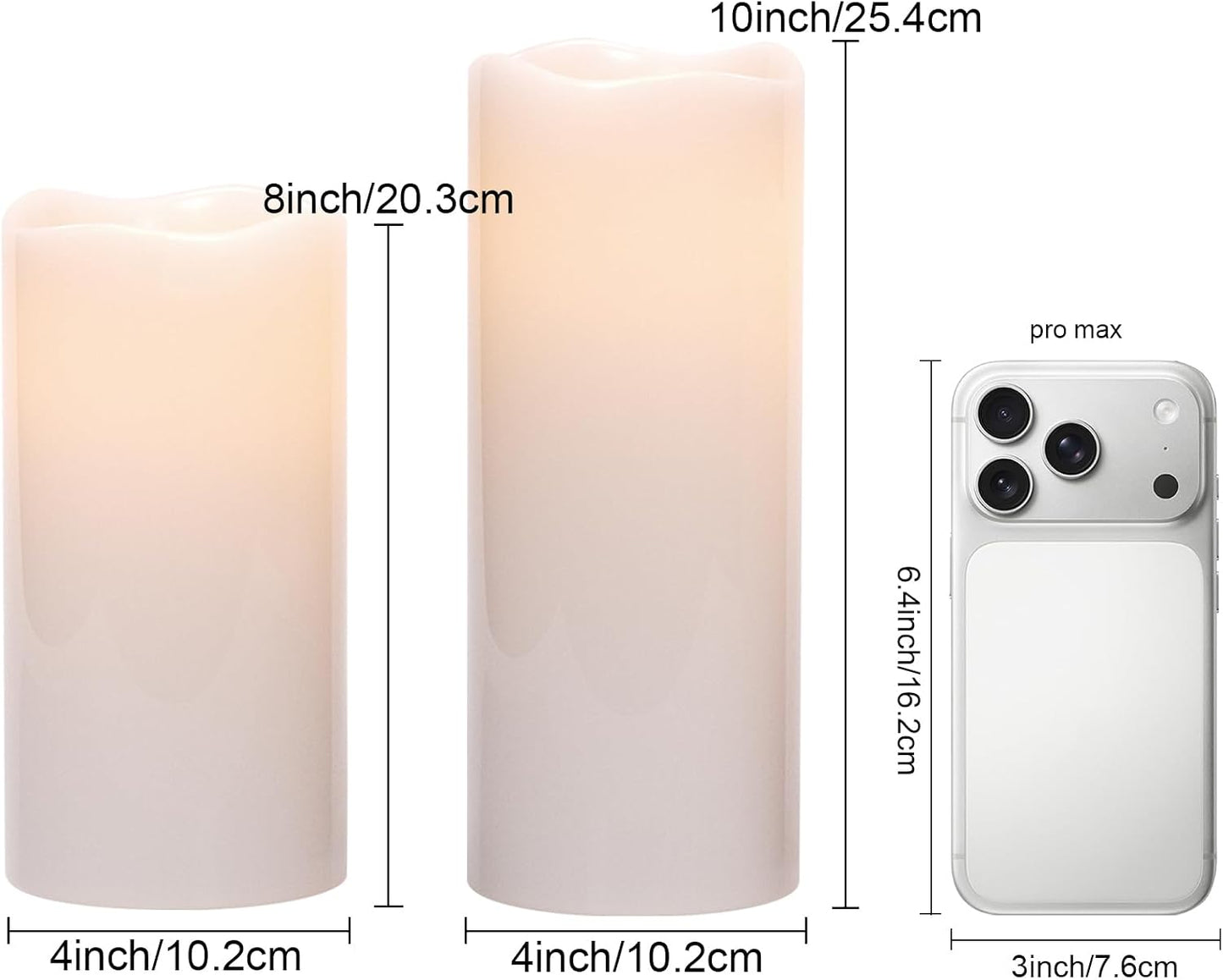 GenSwin Solar Candles Outdoor Waterproof Lantern Ivory White 4 x 8,10 in | IP65, Sensor for Dusk to Dawn, Large Pillar