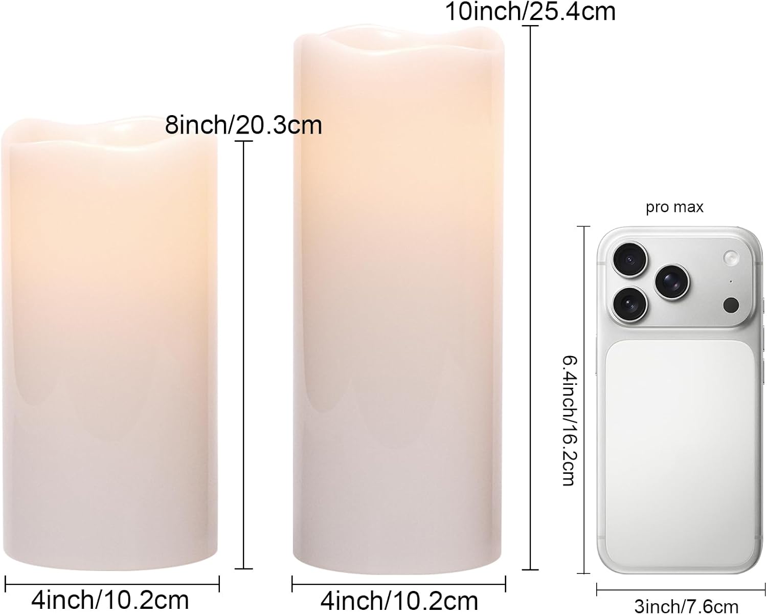 GenSwin Solar Candles Outdoor Waterproof Lantern Ivory White 4 x 8,10 in | IP65, Sensor for Dusk to Dawn, Large Pillar