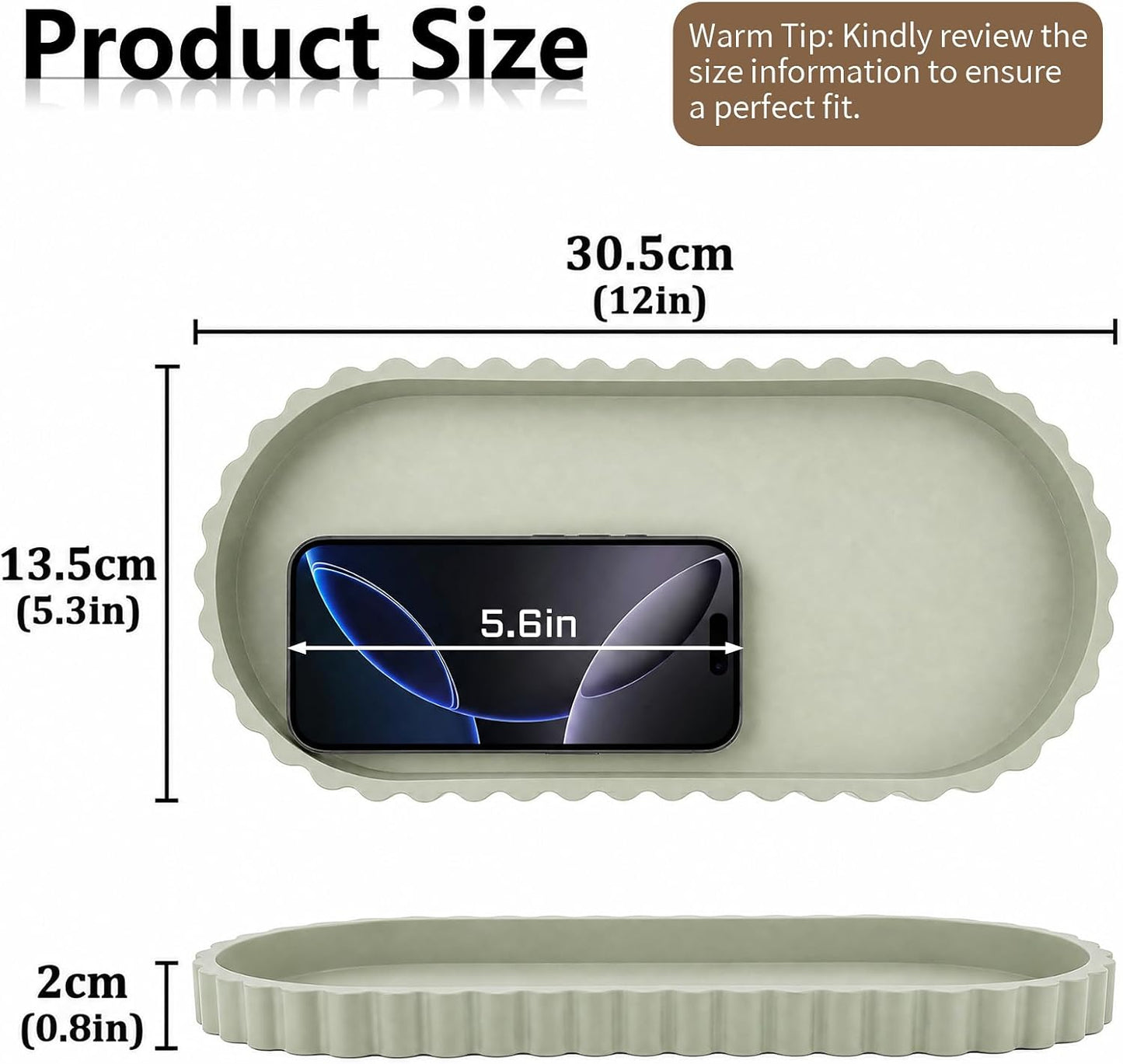 Silicone Bathroom Tray / Matcha / 12 x 5.3 x 0.8
