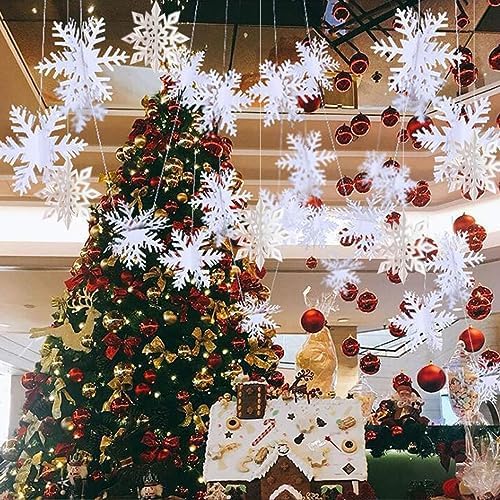 Christmas Hanging Paper Snowflakes for Winter Wonderland Frozen Party Decor