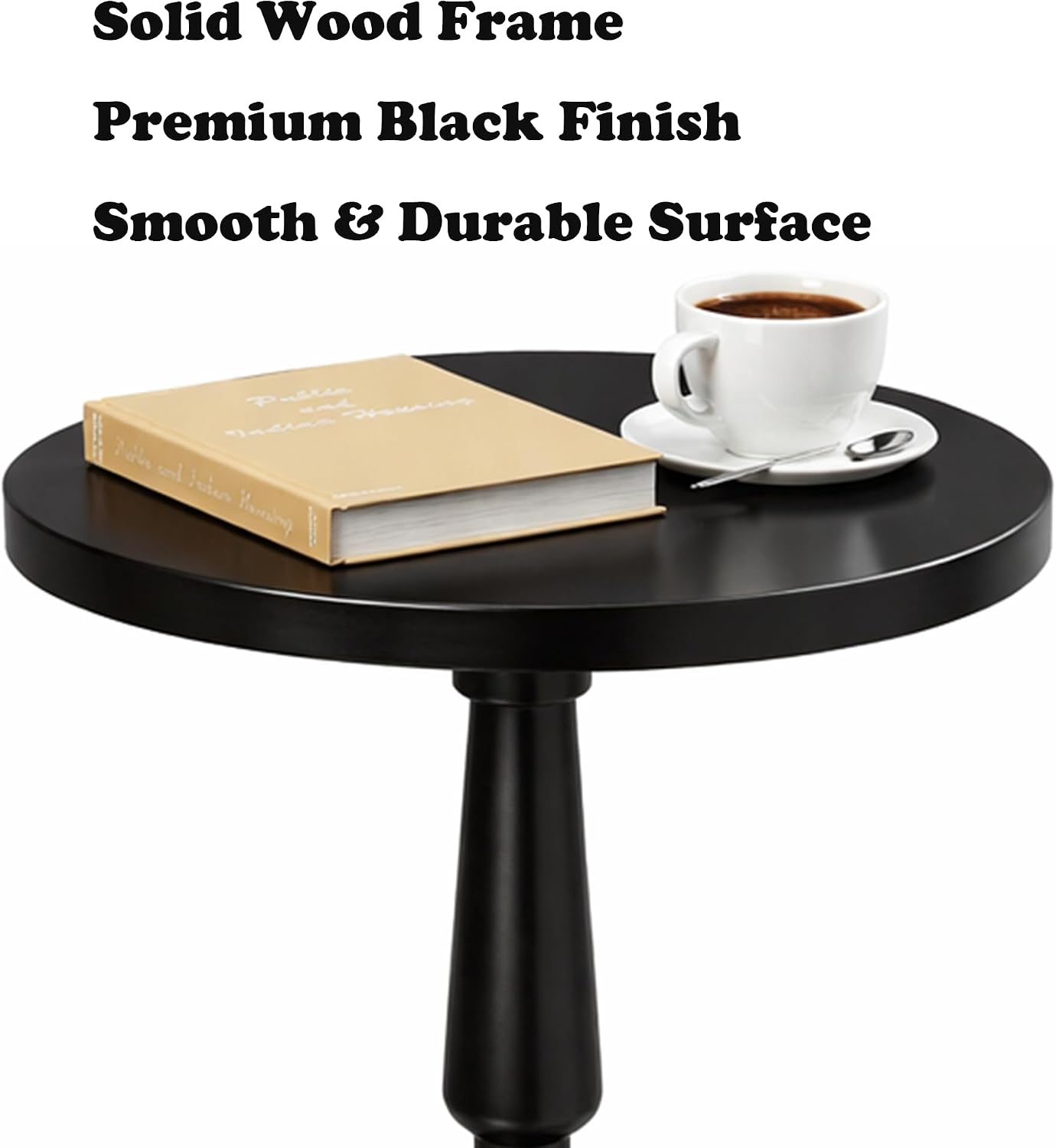Solid Wood Top and Pedestal Leg / Black