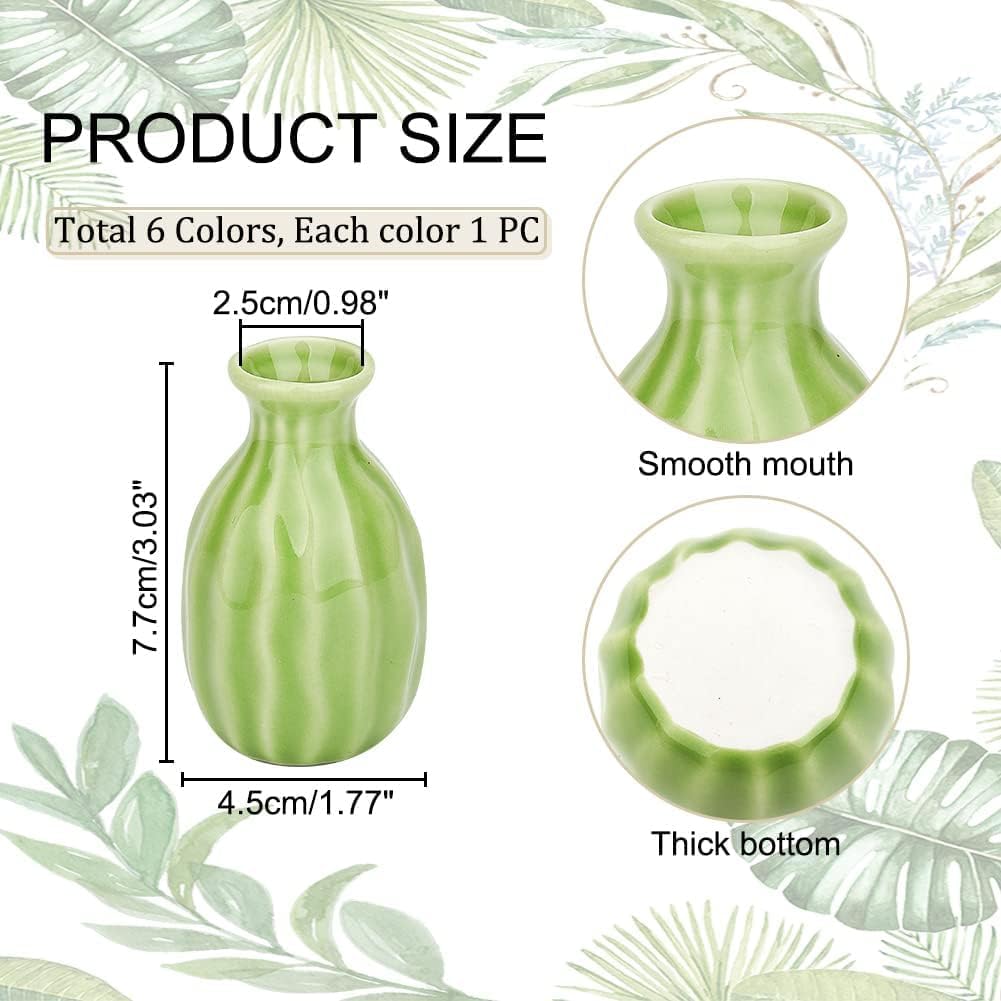 Mini Ceramic Flower Vase / 6 Colors Mini Size / Set of 6