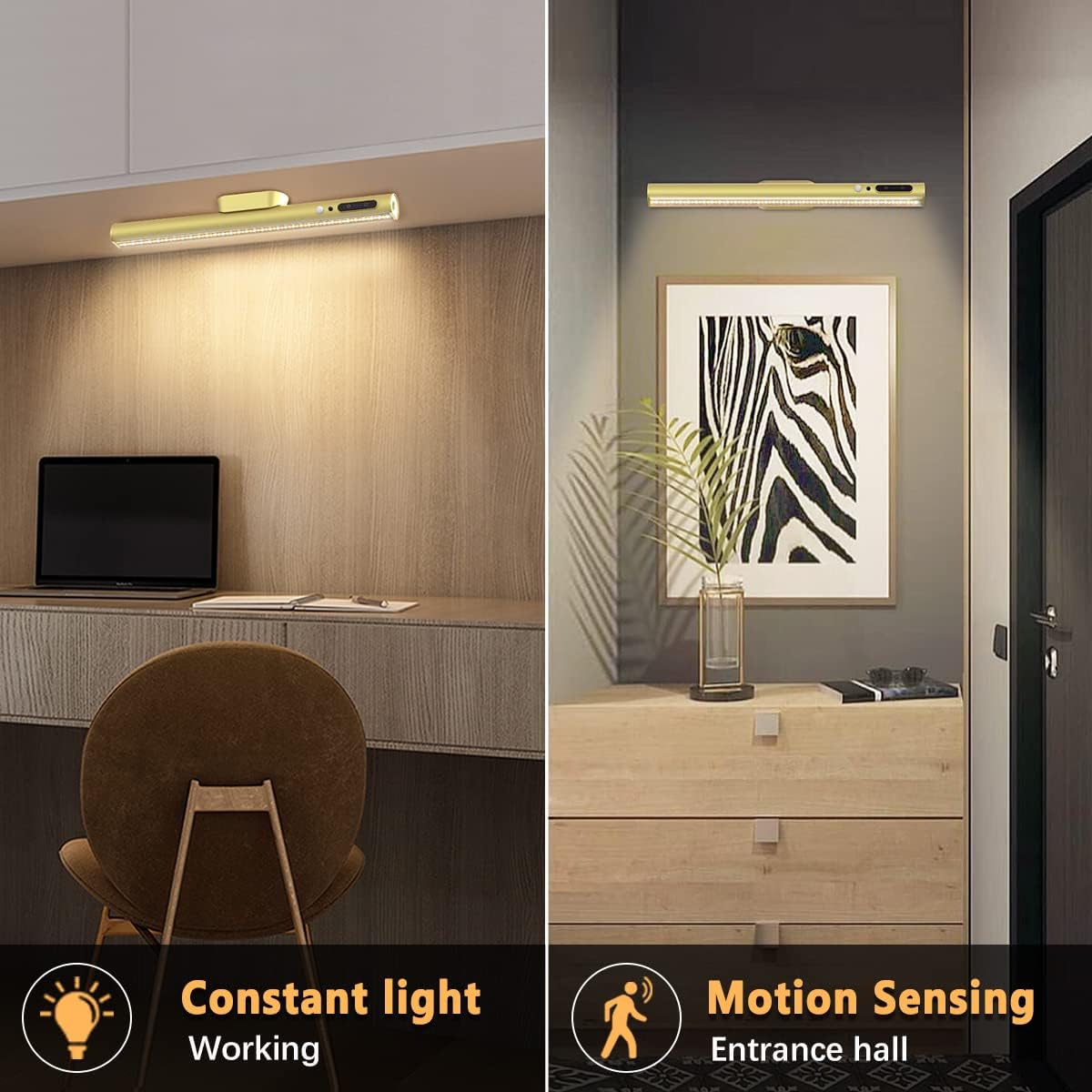 Hapfish Motion Sensor LED Light Bar Indoor,Under Cabinet Lighting Wireless | Rechargeable Magnetic Battery Powered